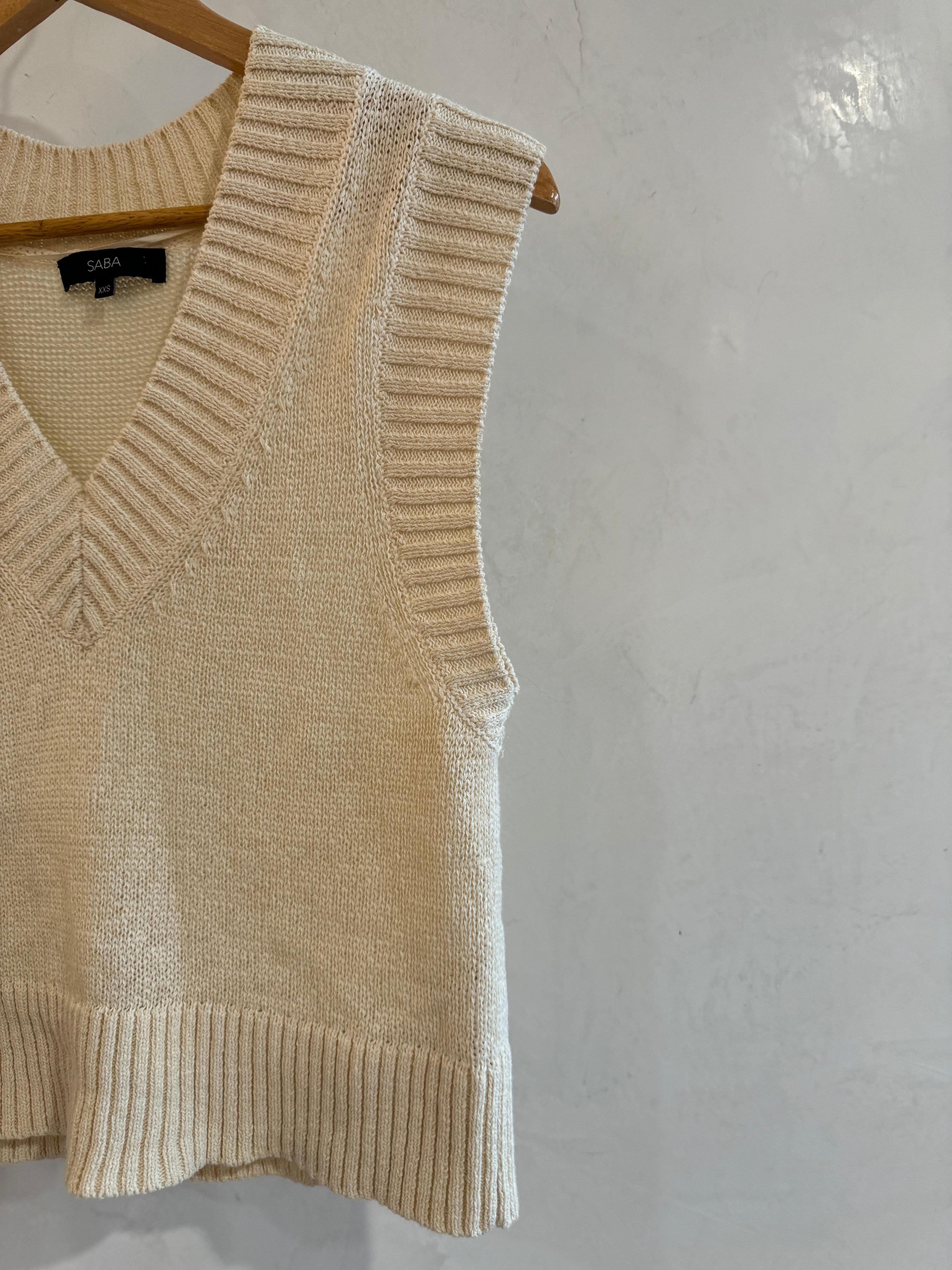 SABA Cream Linen Blend Vest Size XS thumbnail 5
