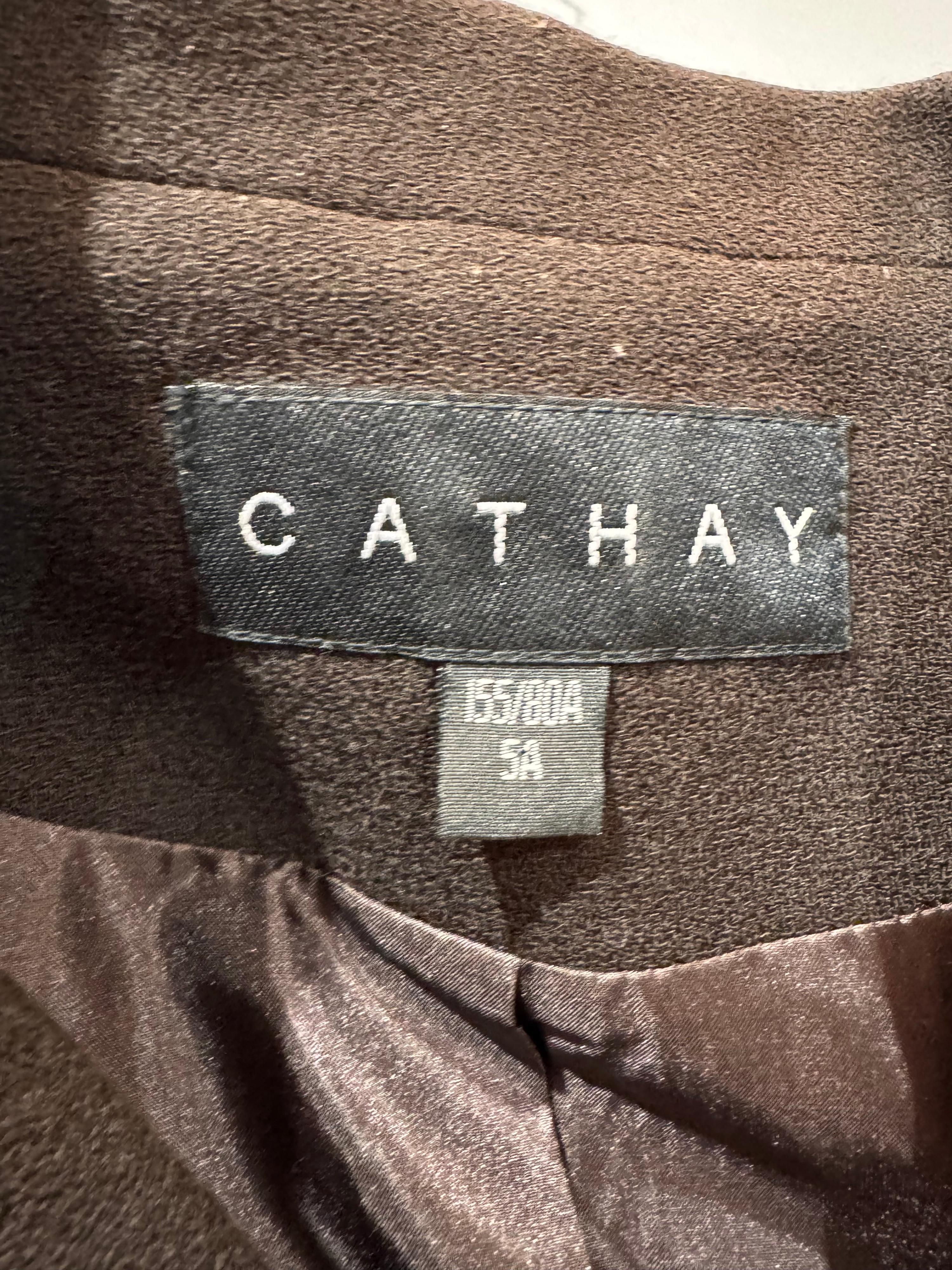 Vintage Cathay Brown Wool Blend Jacket - size S thumbnail 9