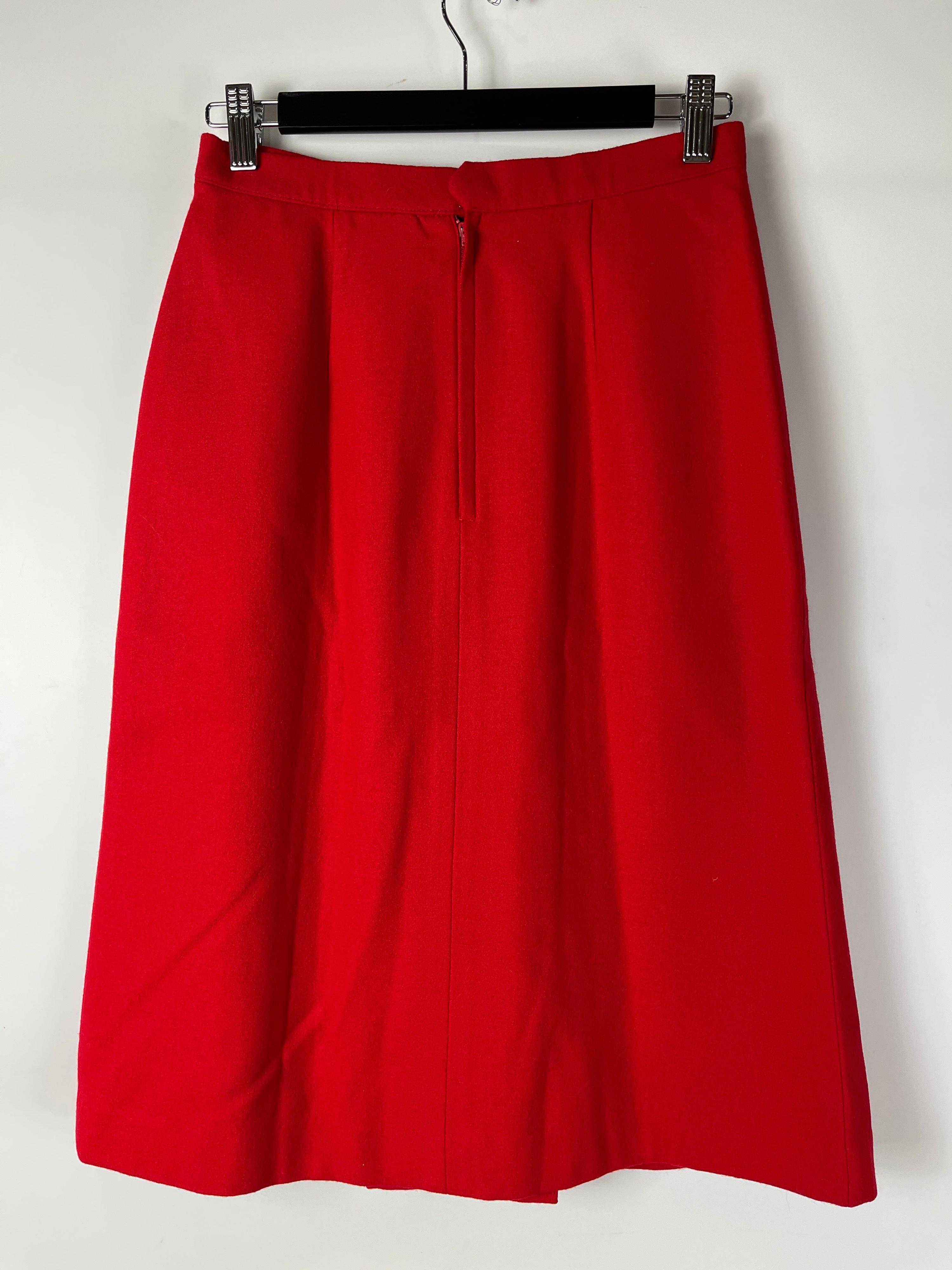 Vintage Red Wool A-Line Midi Skirt Size 8 thumbnail 5