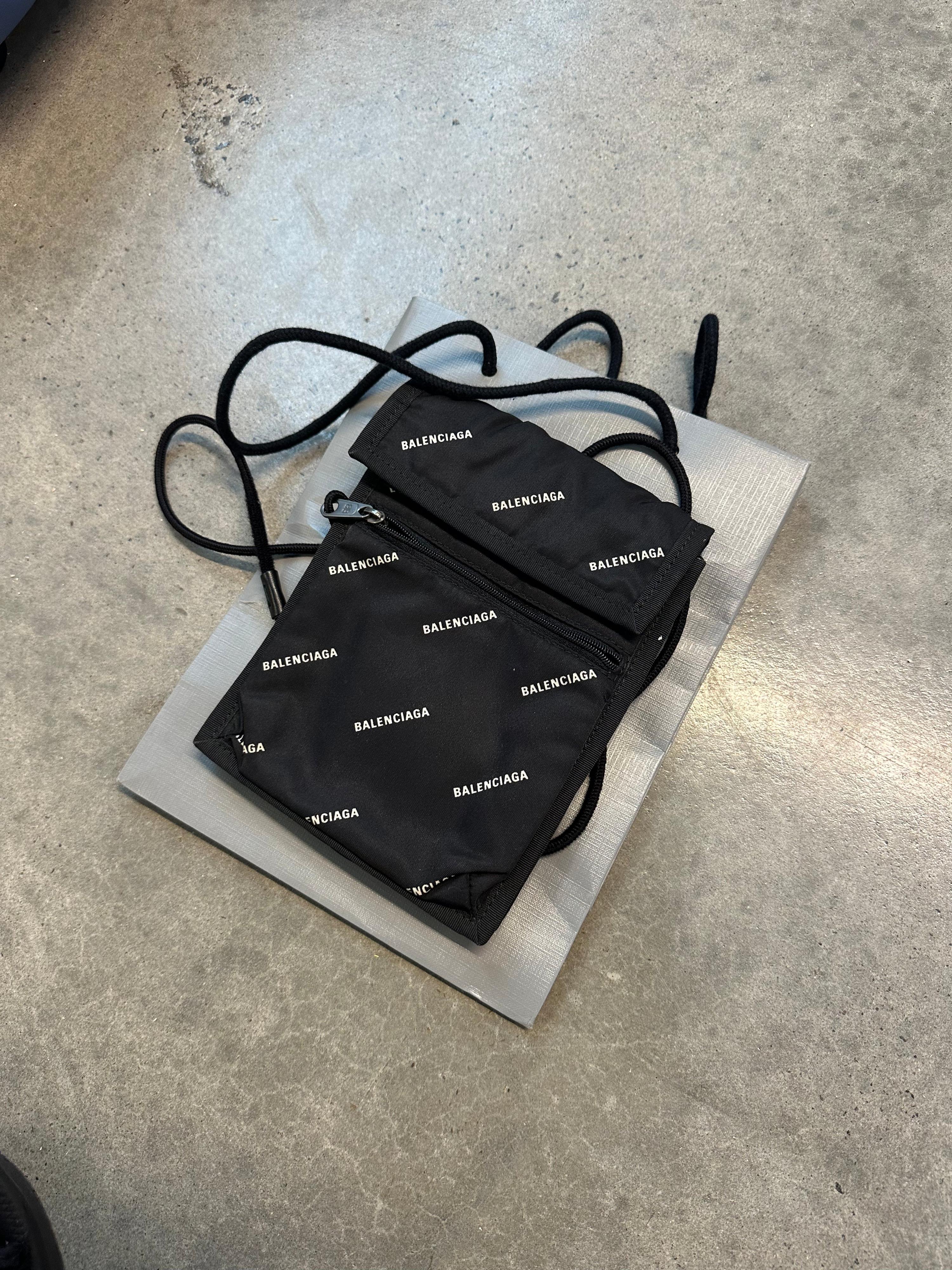 Balenciaga All-Over Print Nylon Small Explorer Bag Black