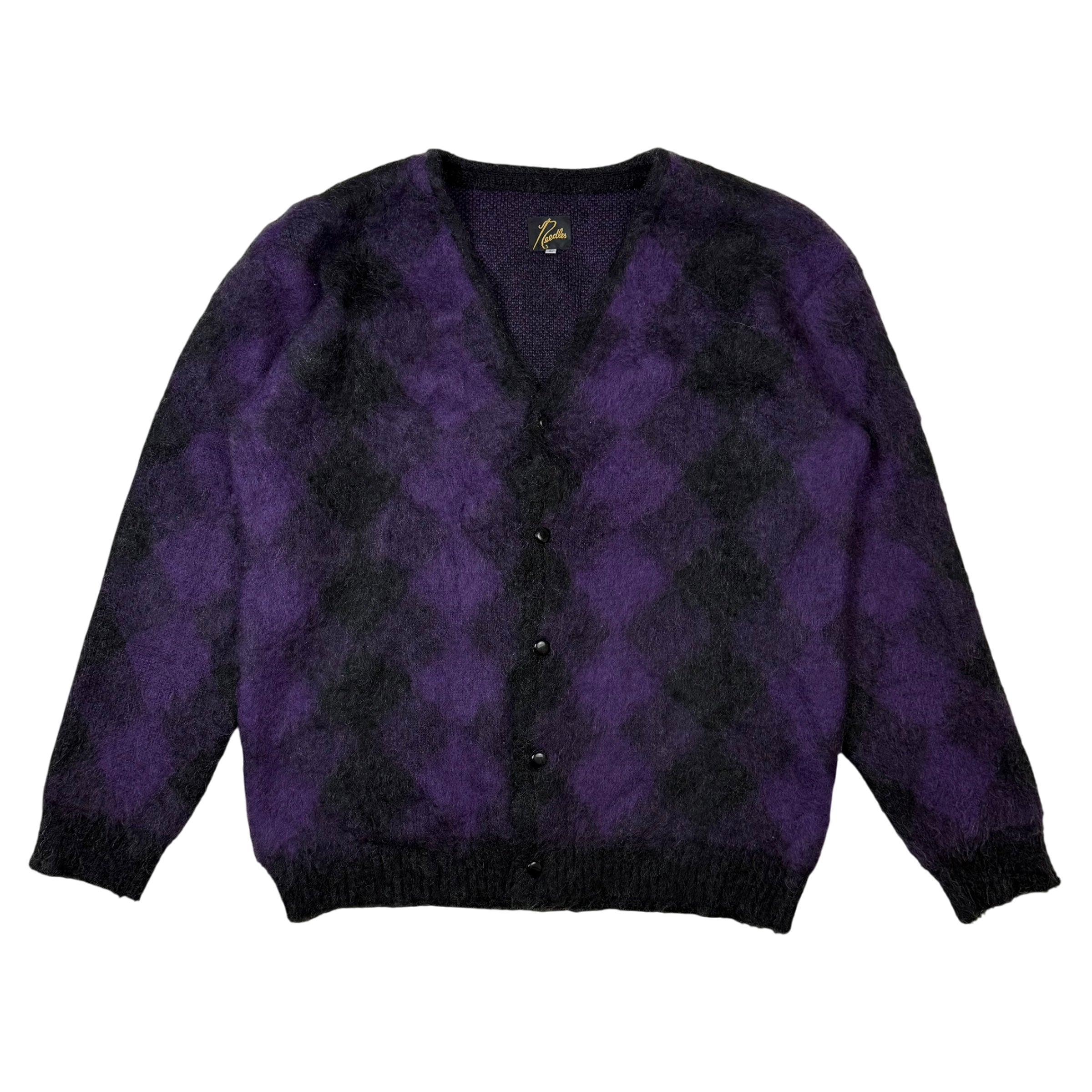 Needles AW21 Mohair Diamond Cardigan Purple / Black (Size L)
