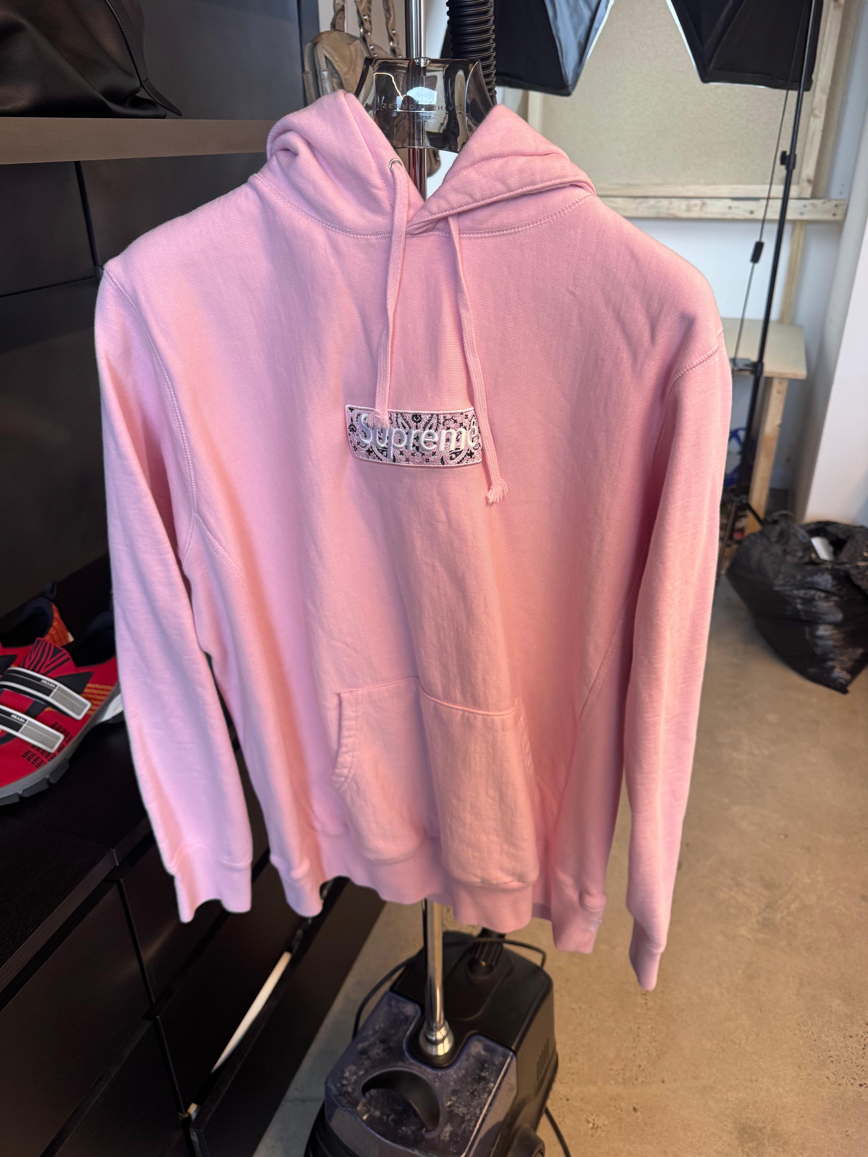 Supreme FW19 Bandana Box Logo Hoodie Pink (Size L)