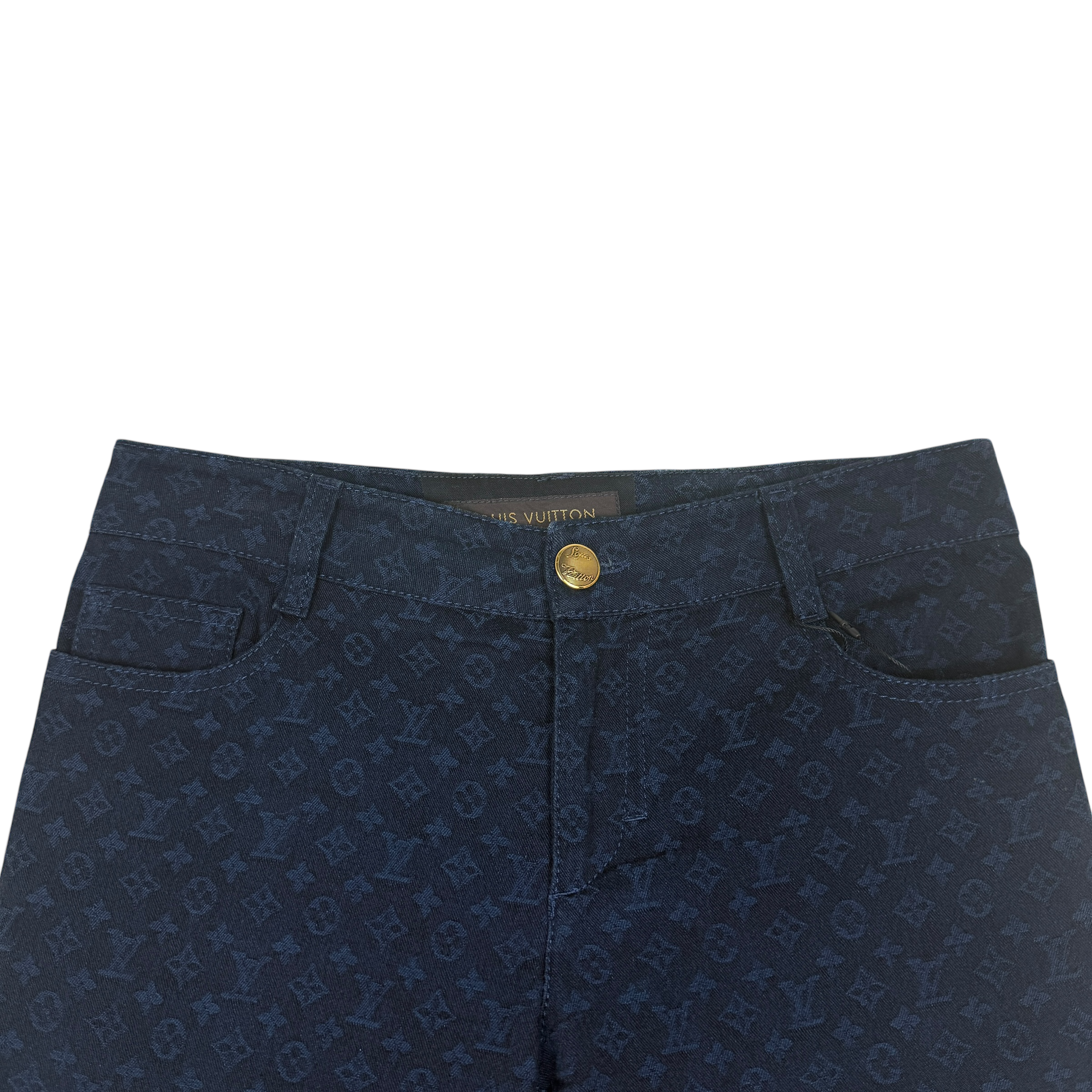 Louis Vuitton Monogram Lambskin Trim Capri Denim Pants Navy (Size 36) thumbnail 2