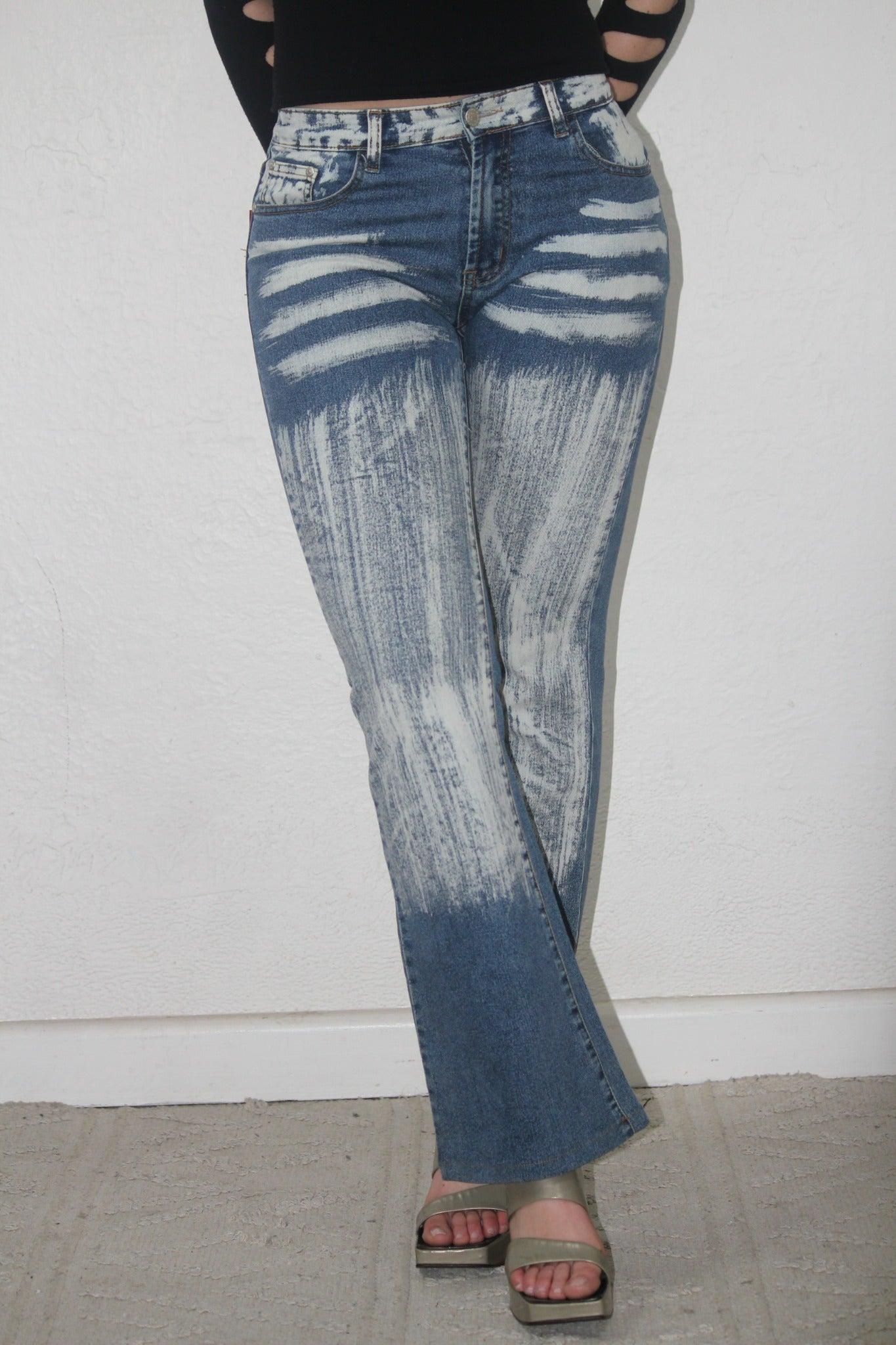 Dong Fang Li Geng Distressed Brush-Wash Flare Jeans thumbnail 2