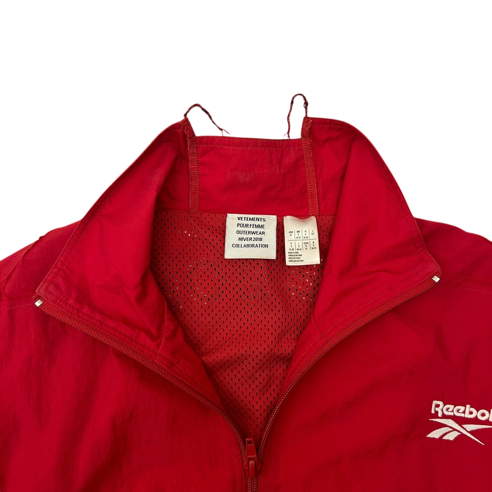 2018 Vetements x Reebok Reworked Distressed Track Jacket Red (Size S Womens) thumbnail 3