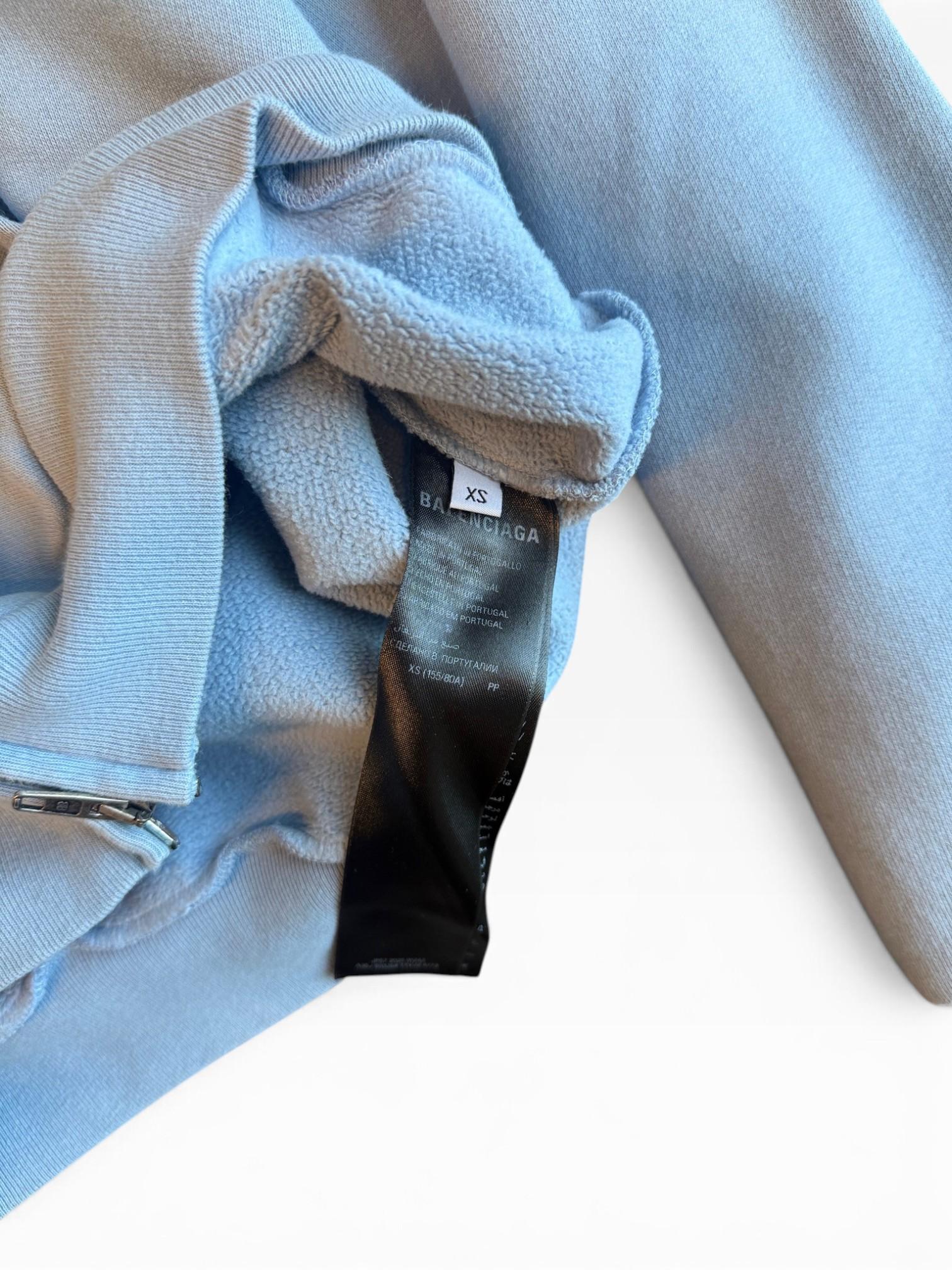 Balenciaga Logo Zip Hoodie Light Blue (Size XS) thumbnail 2