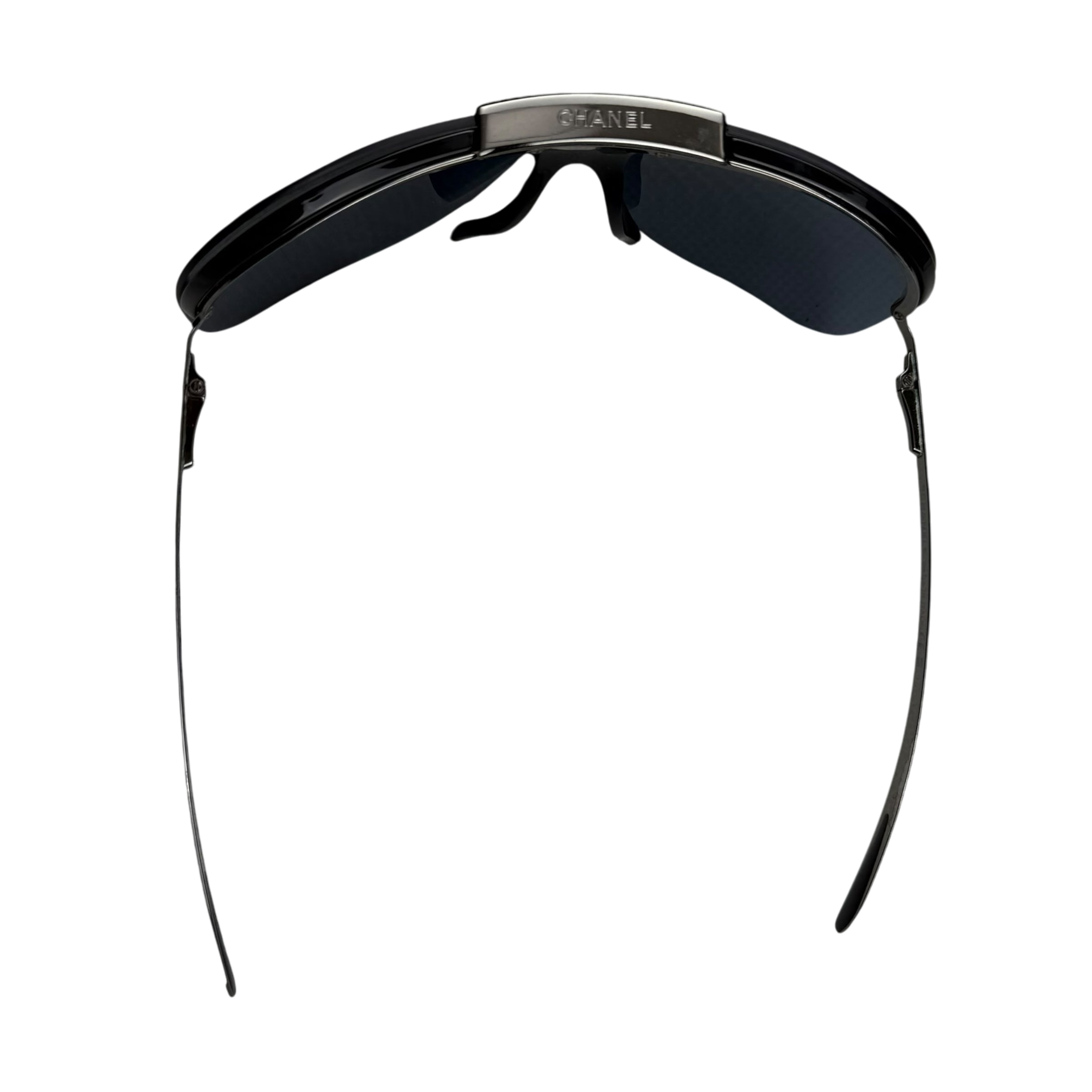 Chanel Rimless Shield Sunglasses Black/Petrol Blue thumbnail 3