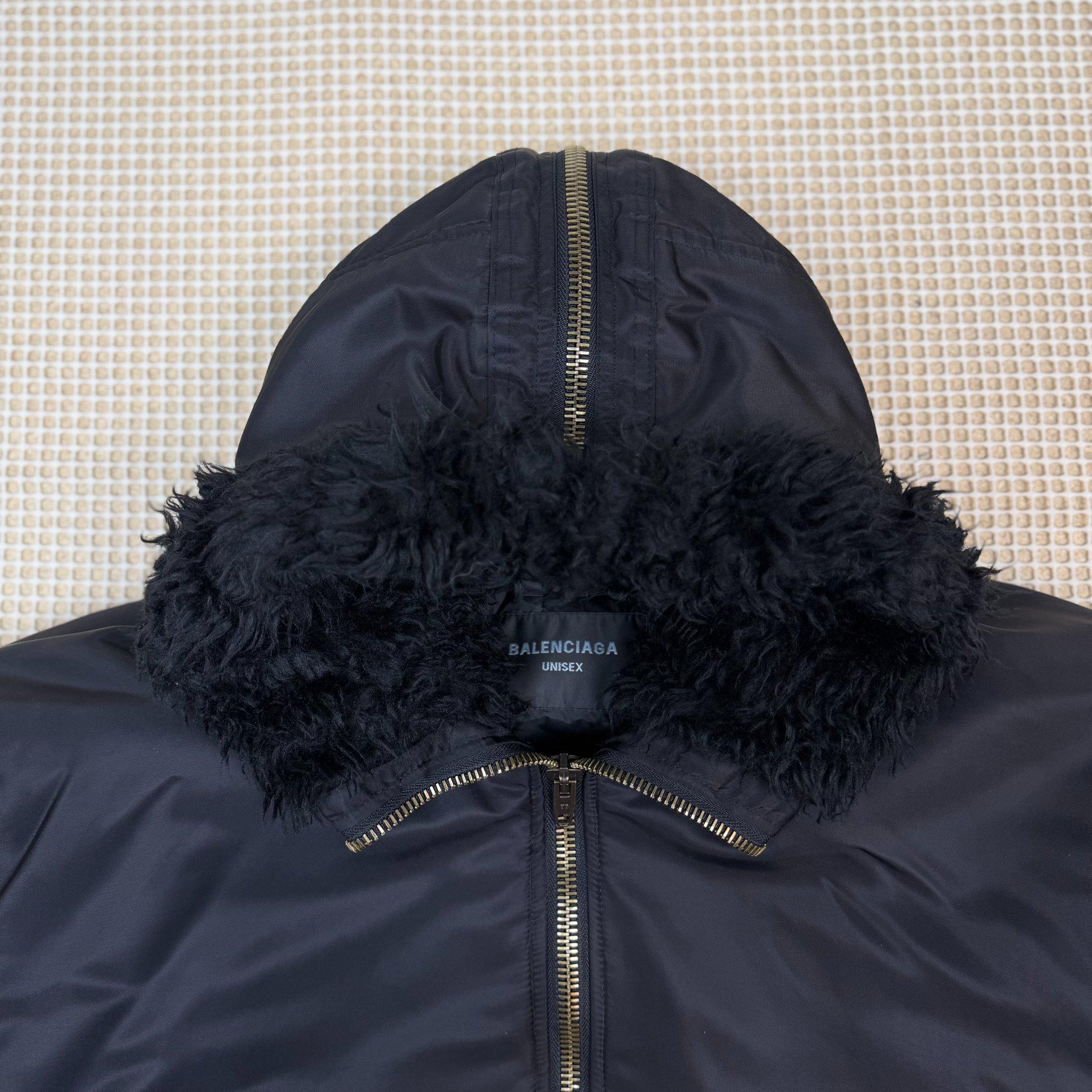 Balenciaga AW24 Faux Fur Hooded Bomber Jacket Black (Size L) thumbnail 12