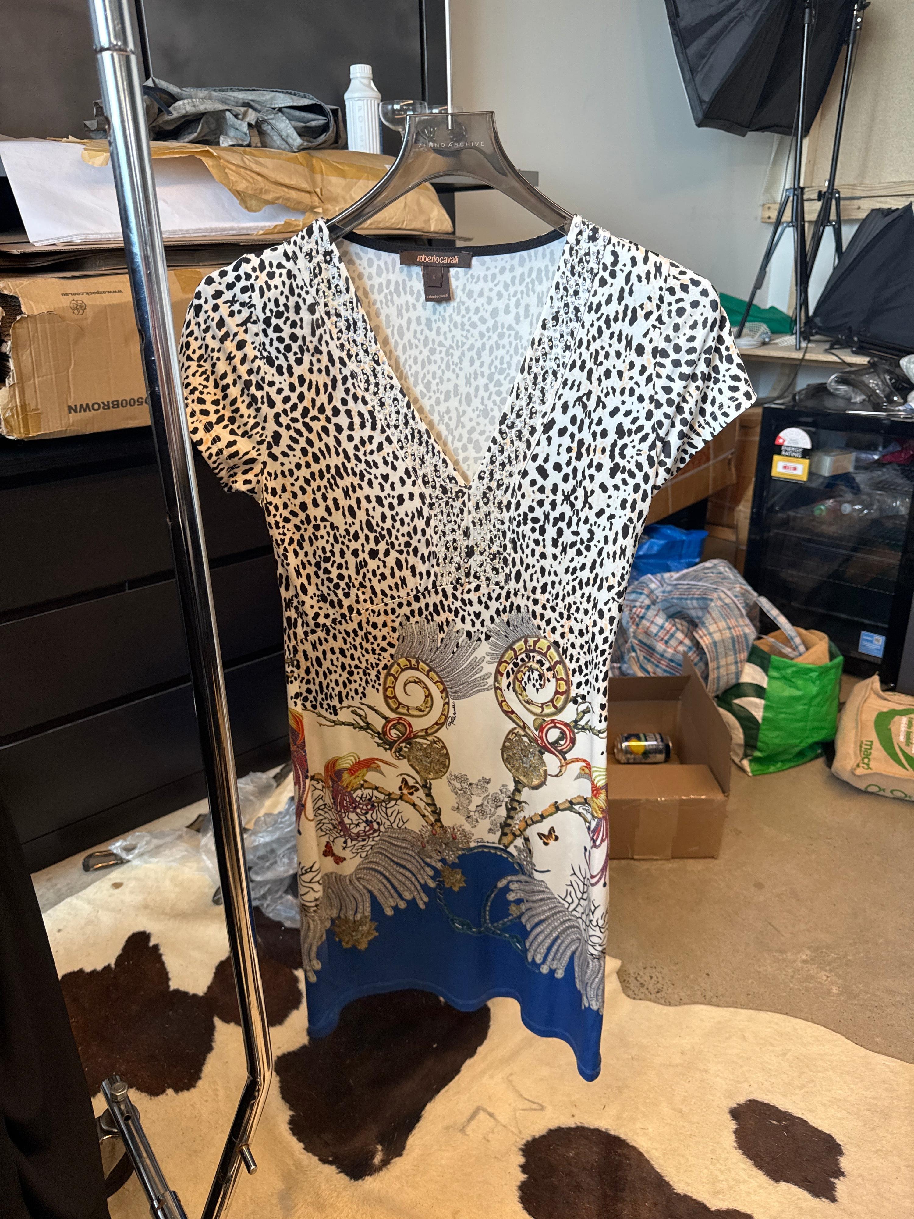 Roberto Cavalli V-Neck Dress (Size L)