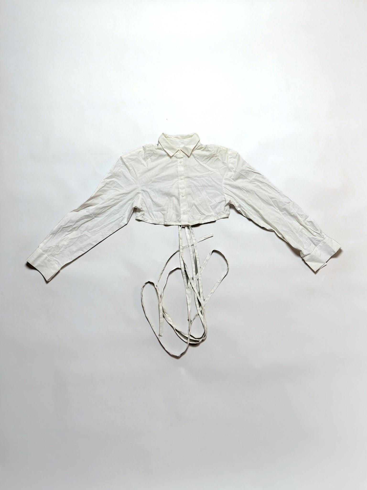 Christopher Esber White Cropped Tie Blouse (Size 10)