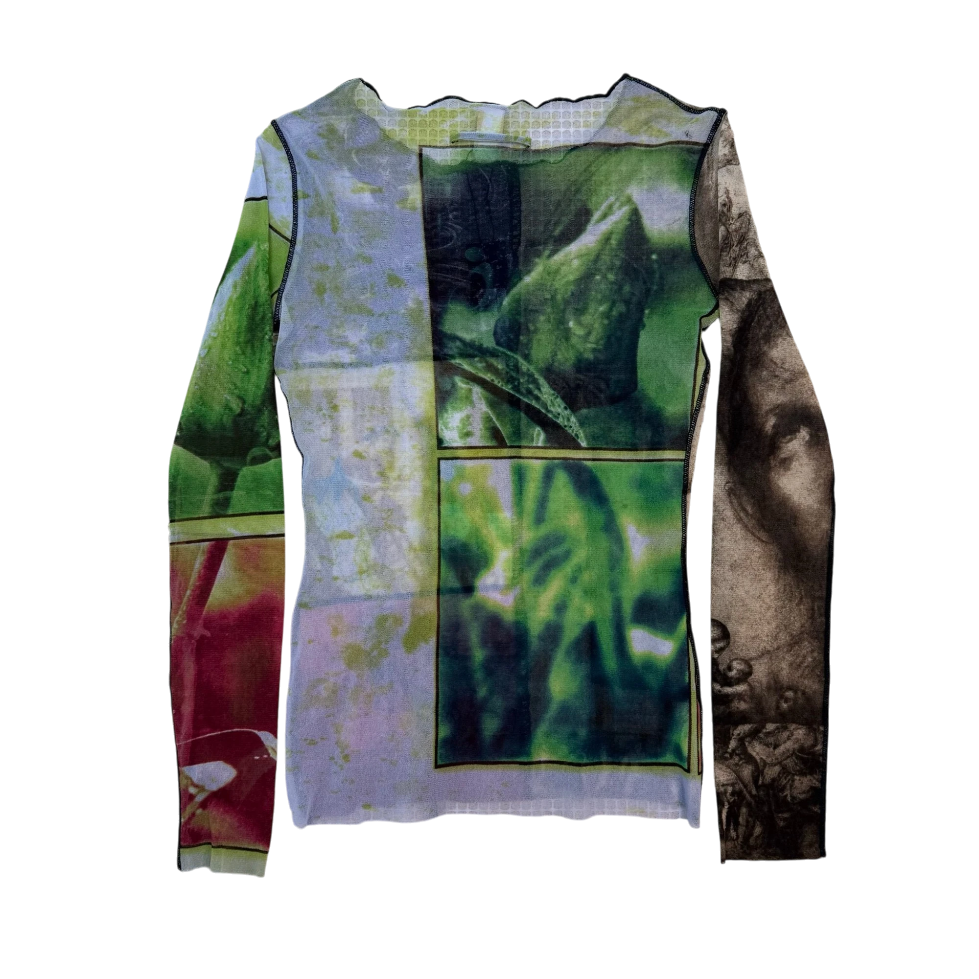 Jean Paul Gaultier SS98 Soleil Patchwork Graphic Mesh Top (Size L) thumbnail 4
