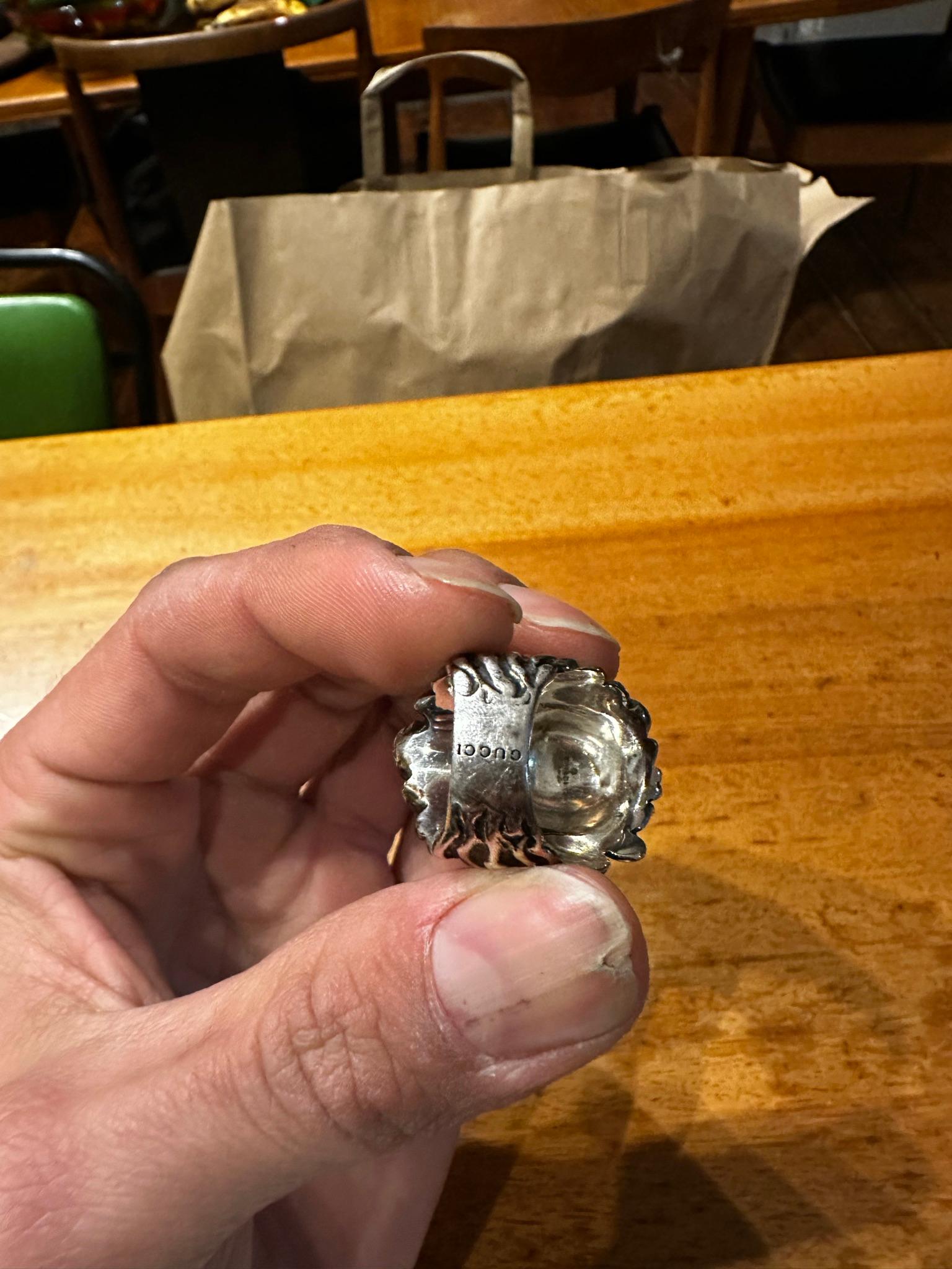 Gucci Lion Head Ring 925 Silver Black (Size 19) thumbnail 2