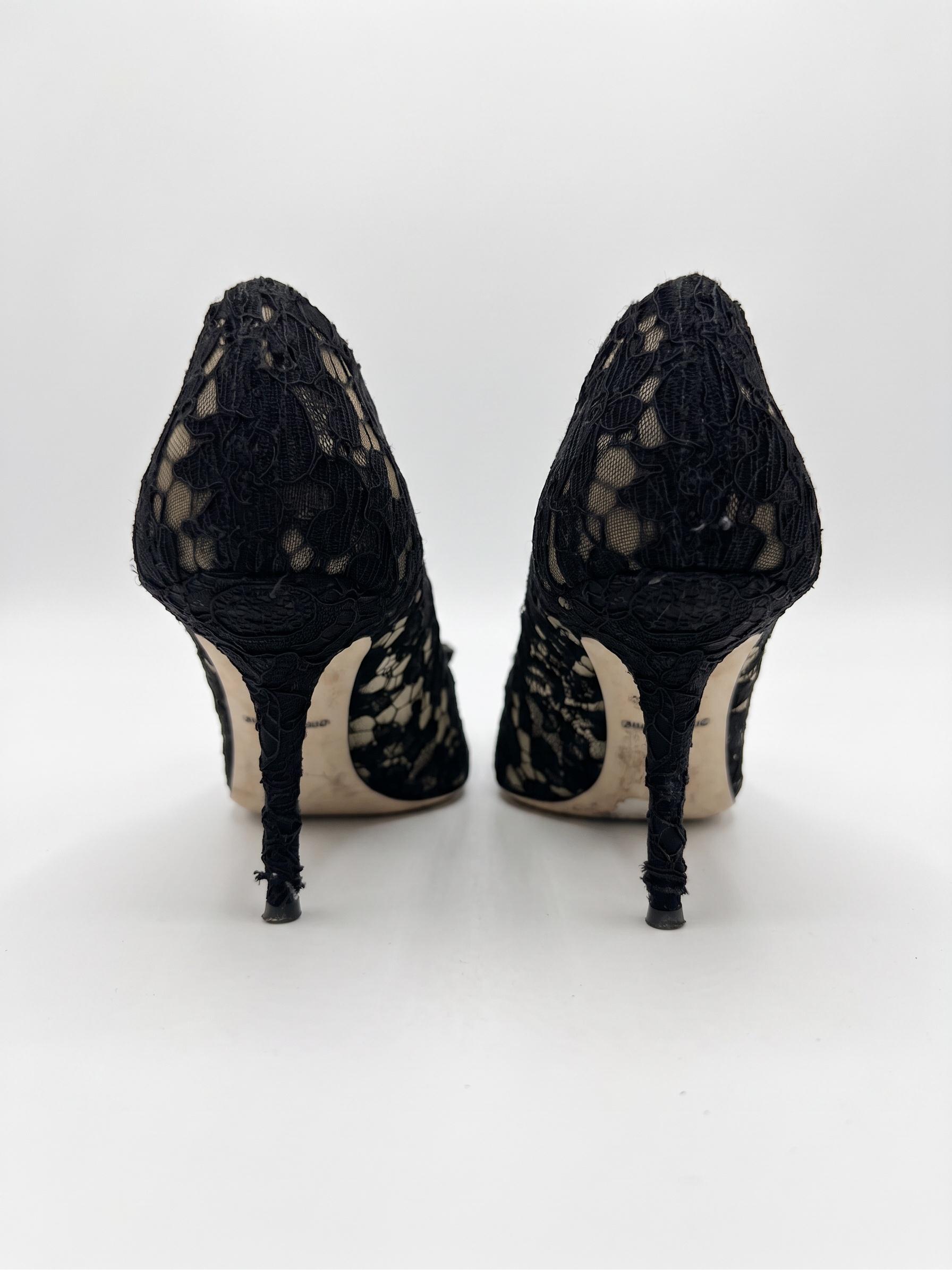 Dolce & Gabbana Black Lace Embellished Heels 38 thumbnail 9