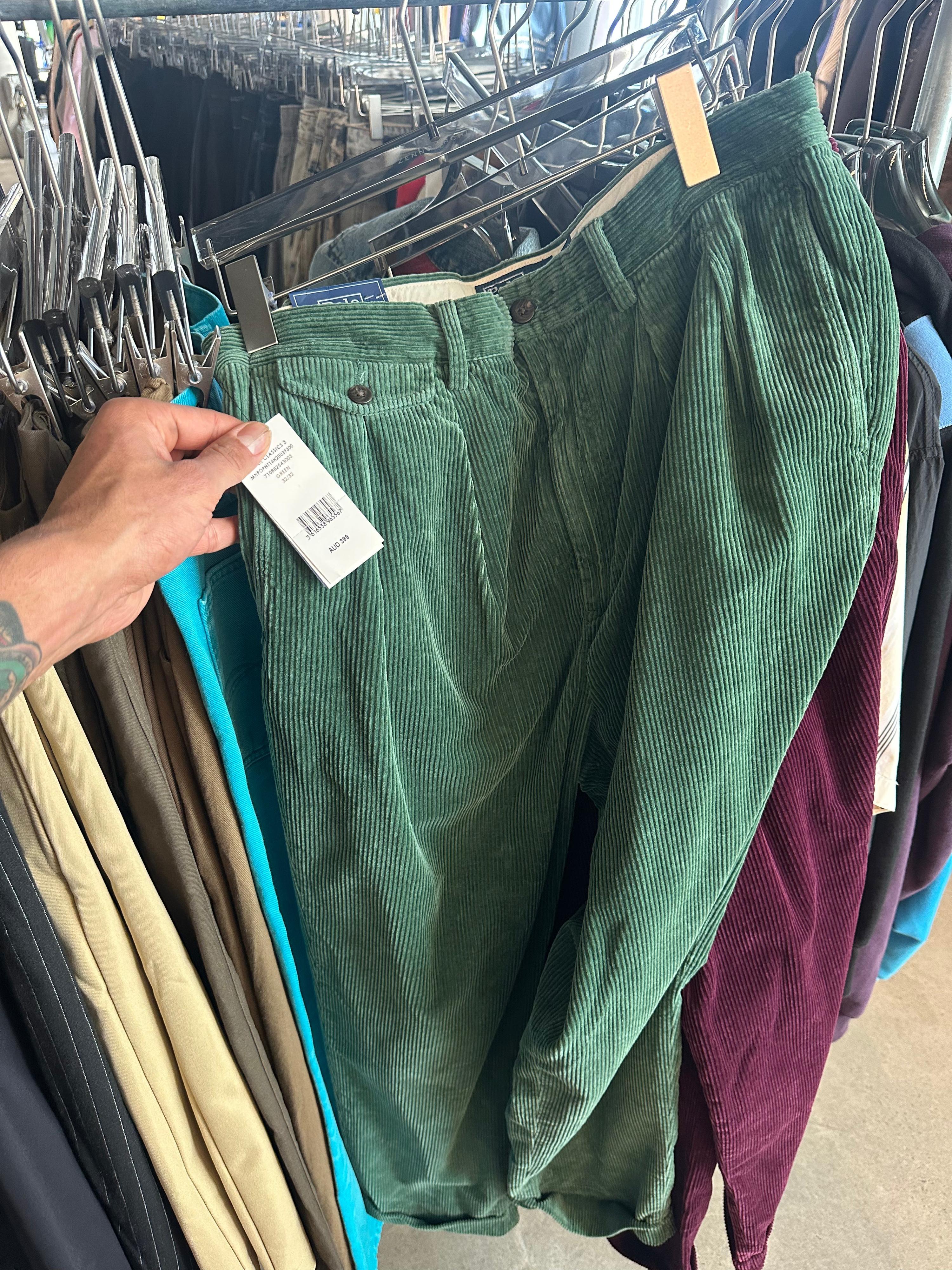 Polo Ralph Lauren Pleated Corduroy Pants Green (Size 32”)