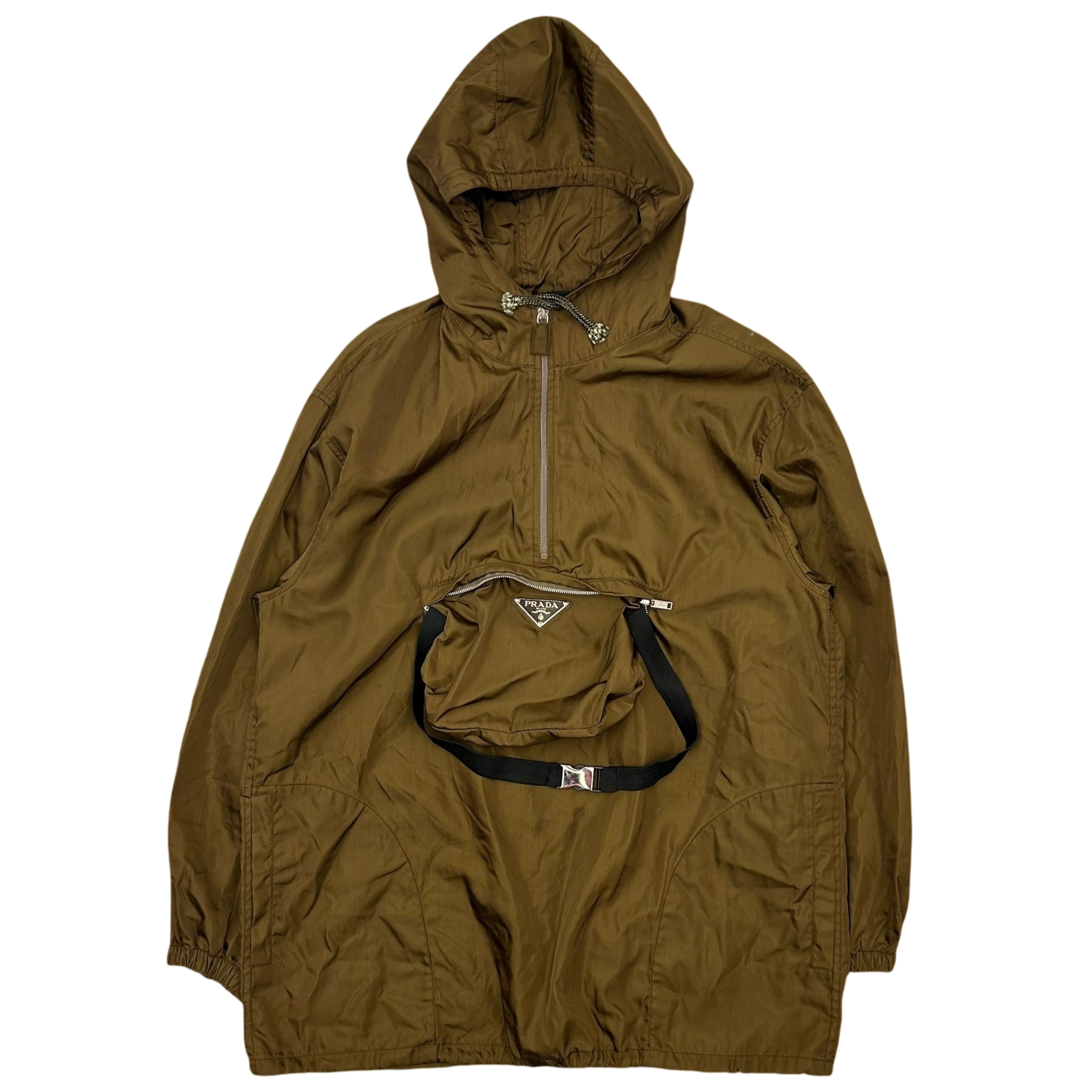 Prada 2-in-1 Nylon Anorak Jacket Olive Green (Fits L-XL)