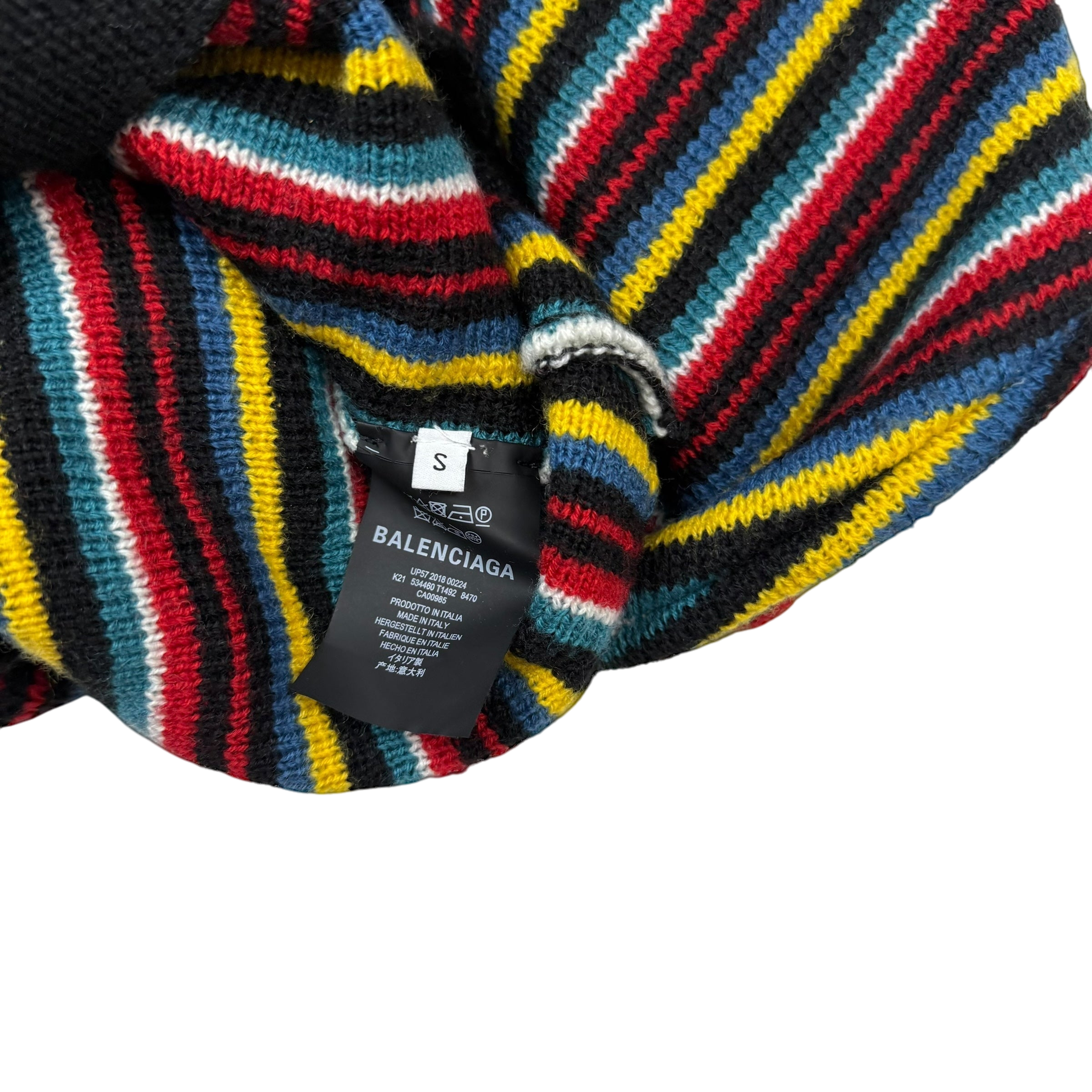 Balenciaga AW18 Oversized Distressed Striped Sweatshirt Multicolour (fits up to XL) thumbnail 4