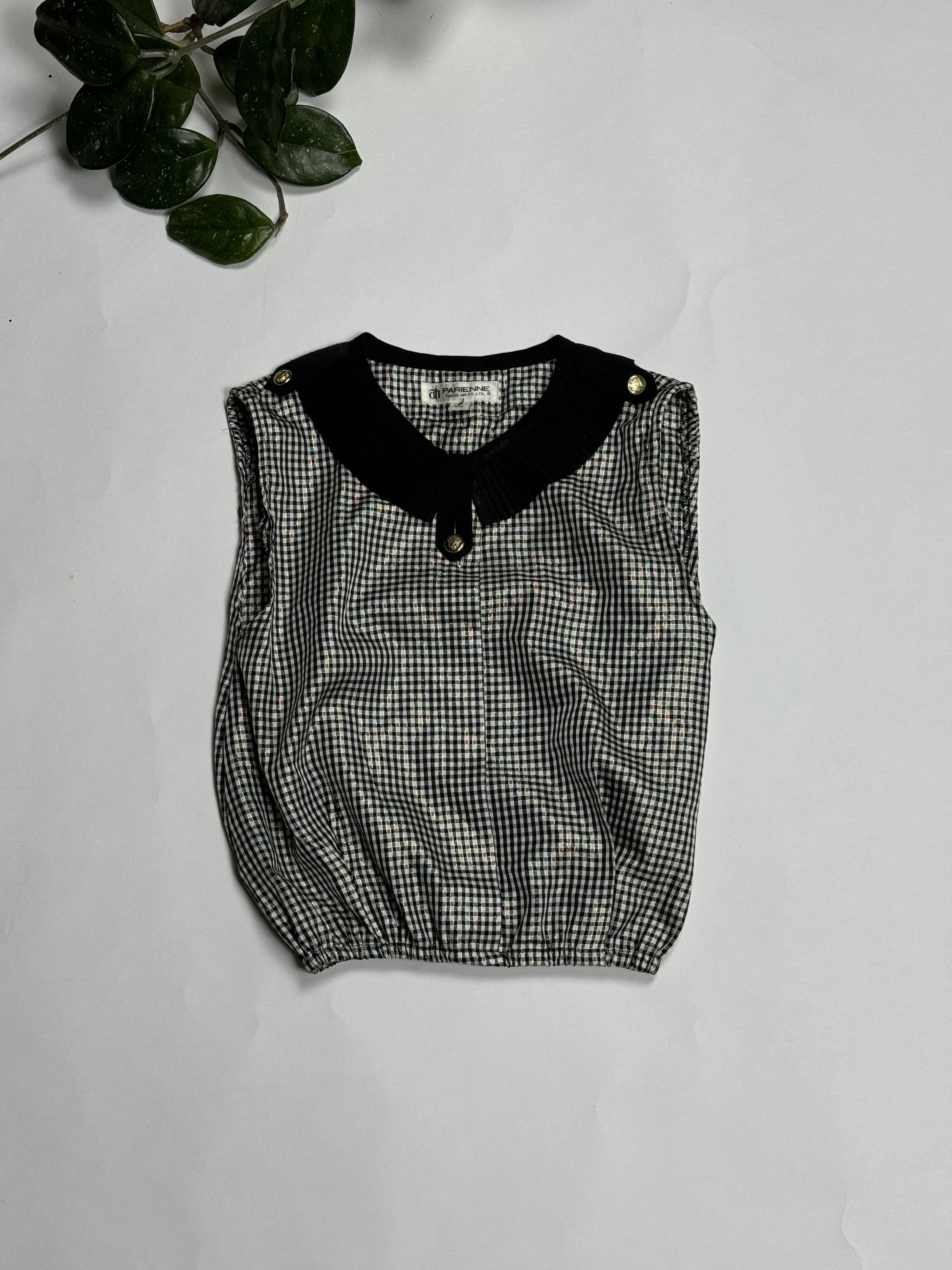Papell Boutique Checkered Sleeveless Blouse