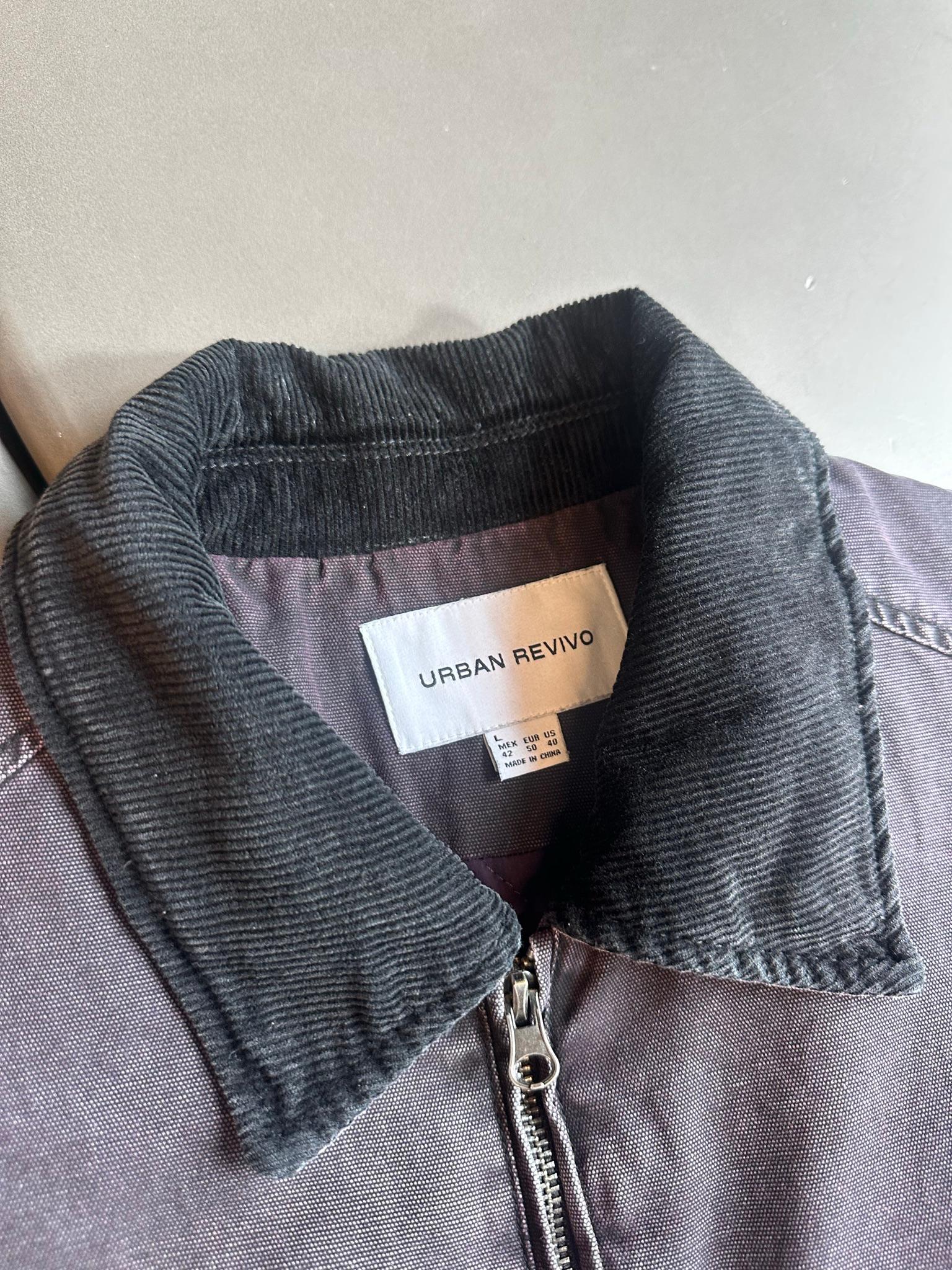 Urban Revivo Corduroy Collar Canvas Work Jacket Purple (Size L) thumbnail 2