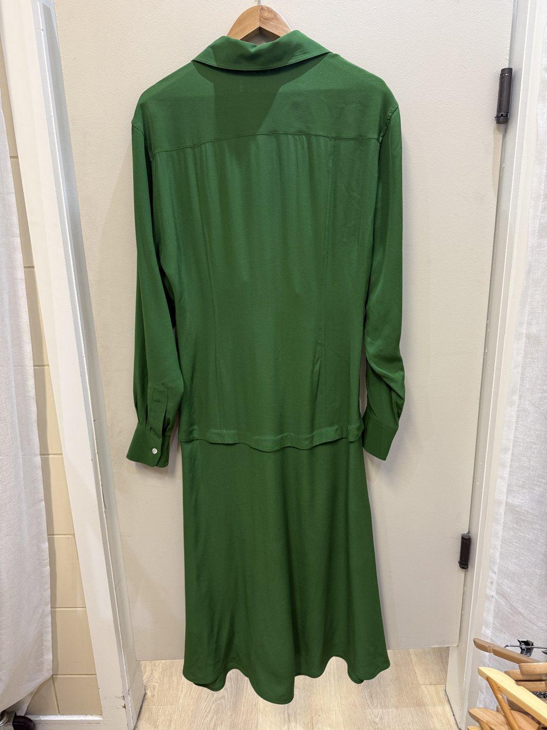 Victoria Beckham Green Draped Shirt Dress 14 thumbnail 2