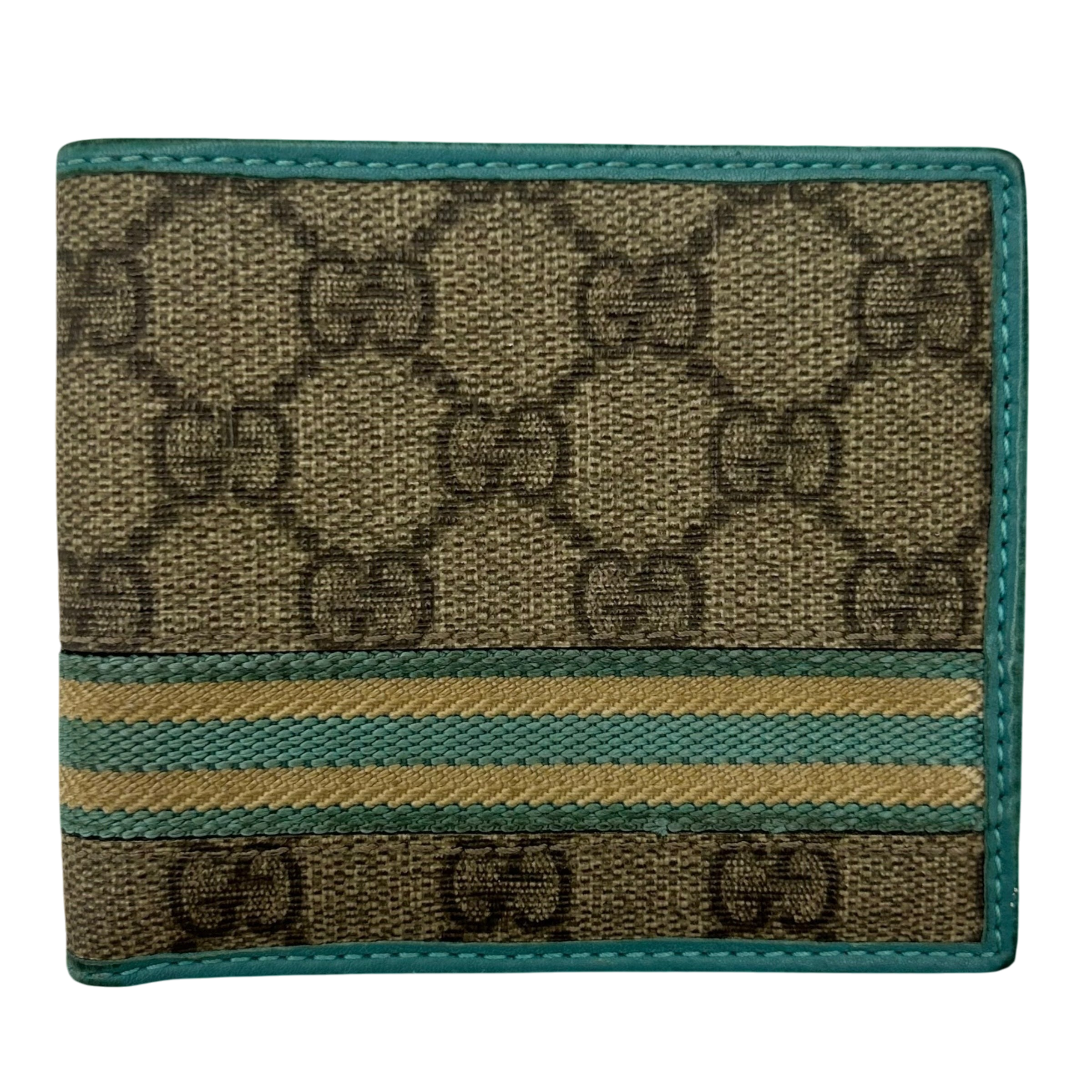 Gucci GG Plus Monogram Web Bi-Fold Wallet Blue/Beige