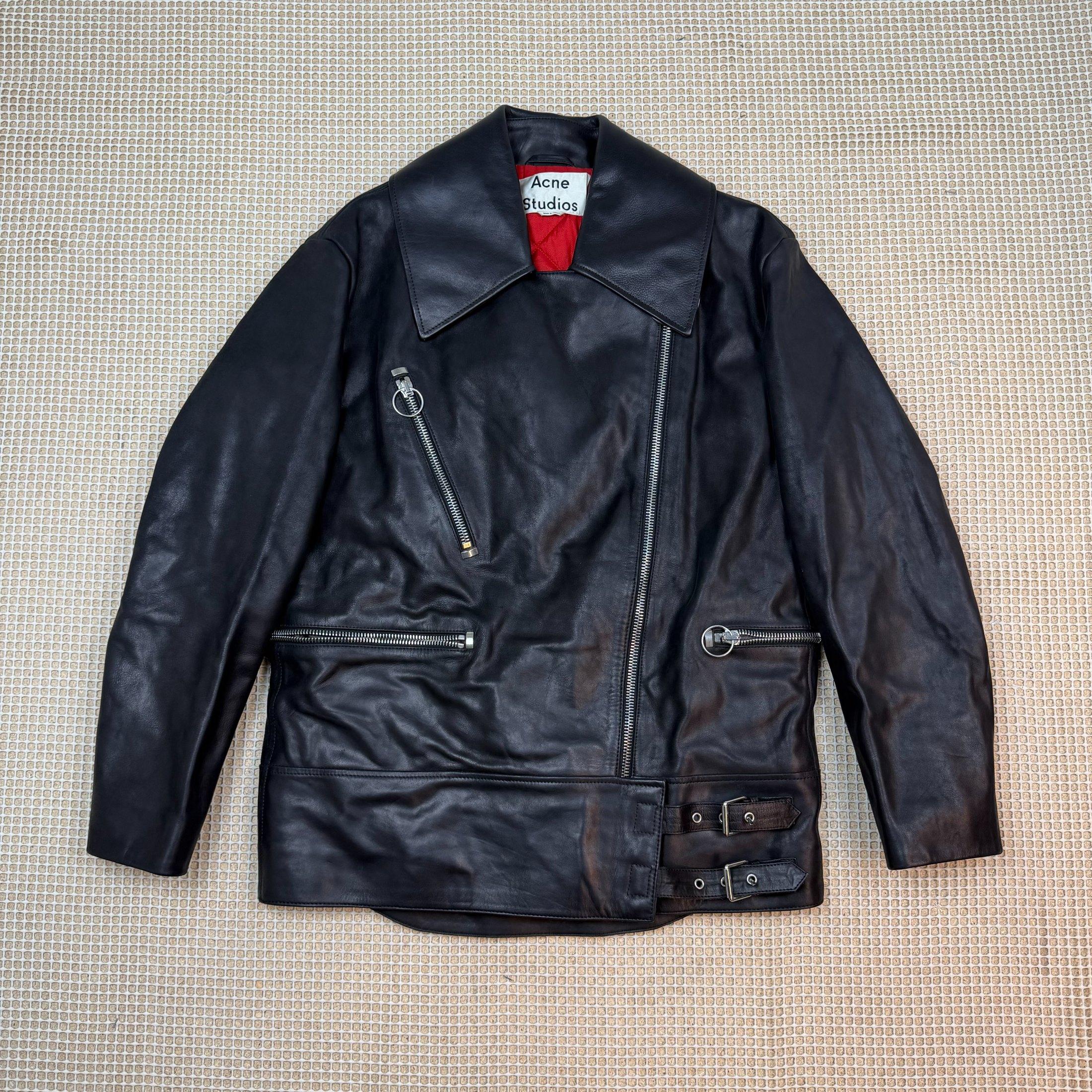 Acne Studios Morely Oversized Leather Biker Jacket (Size 36) thumbnail 11