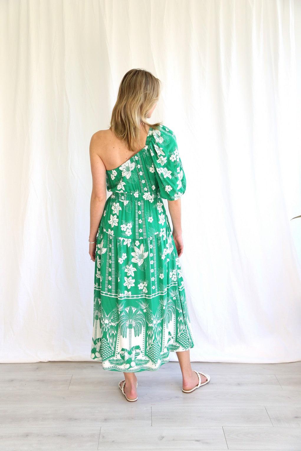 Tropic Green One Shoulder Dress - 8 thumbnail 2
