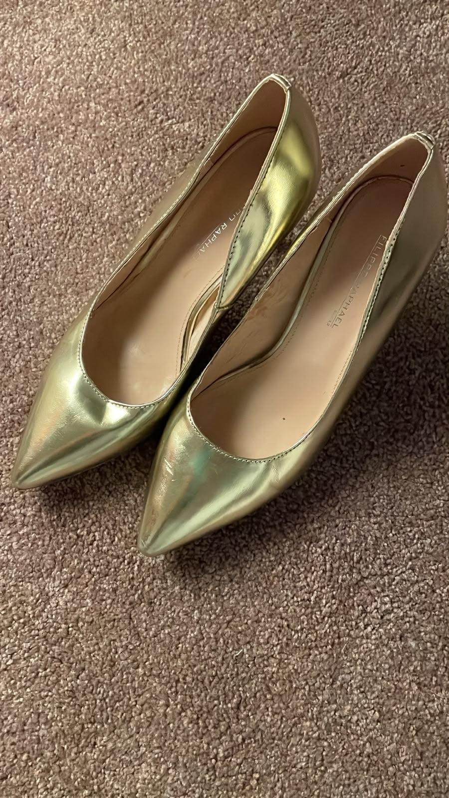 Filippo Raphael Gold Leather Heels 38