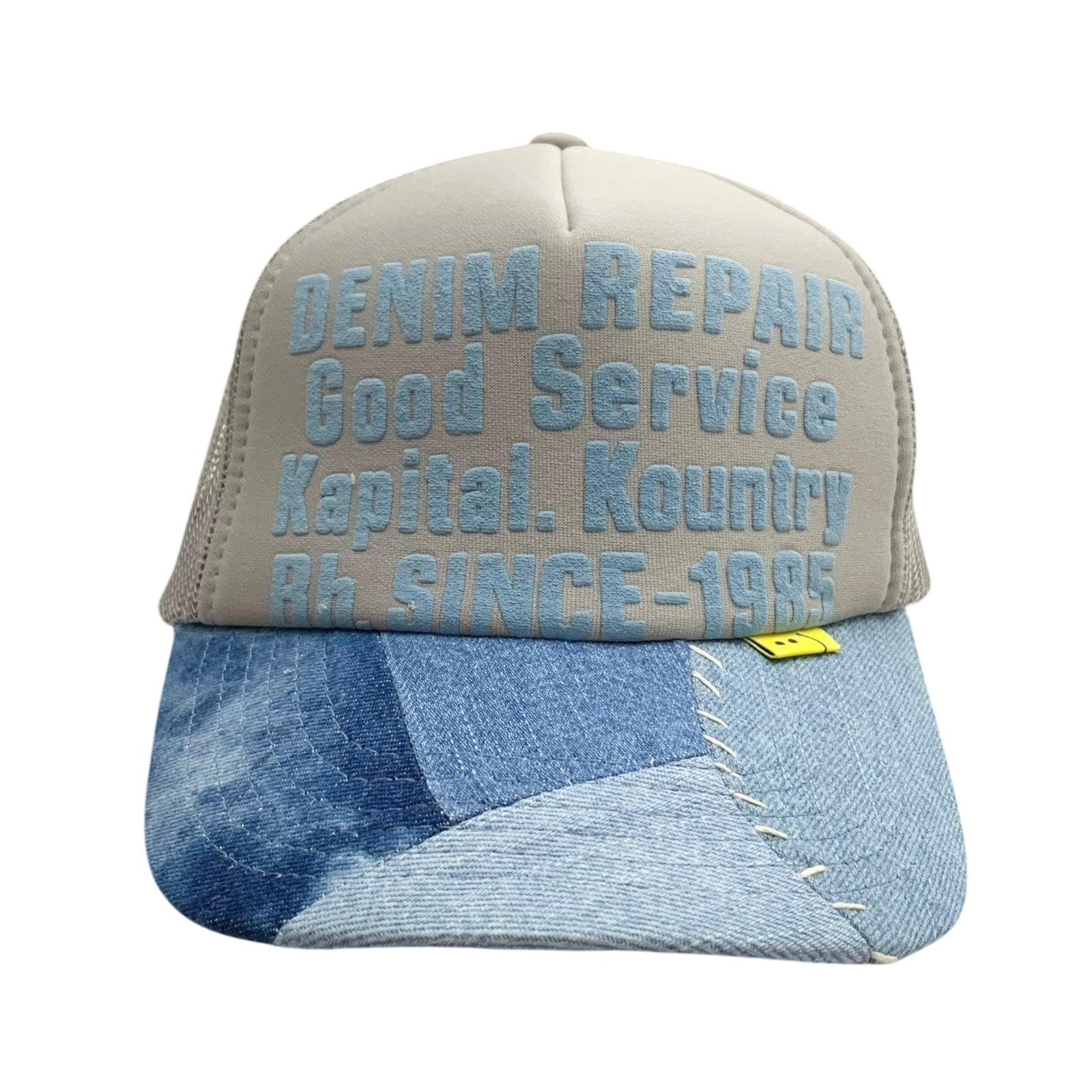 Kapital ‘Denim Repair Service’ Denim Reconstruction Trucker Cap Grey/Blue thumbnail 2