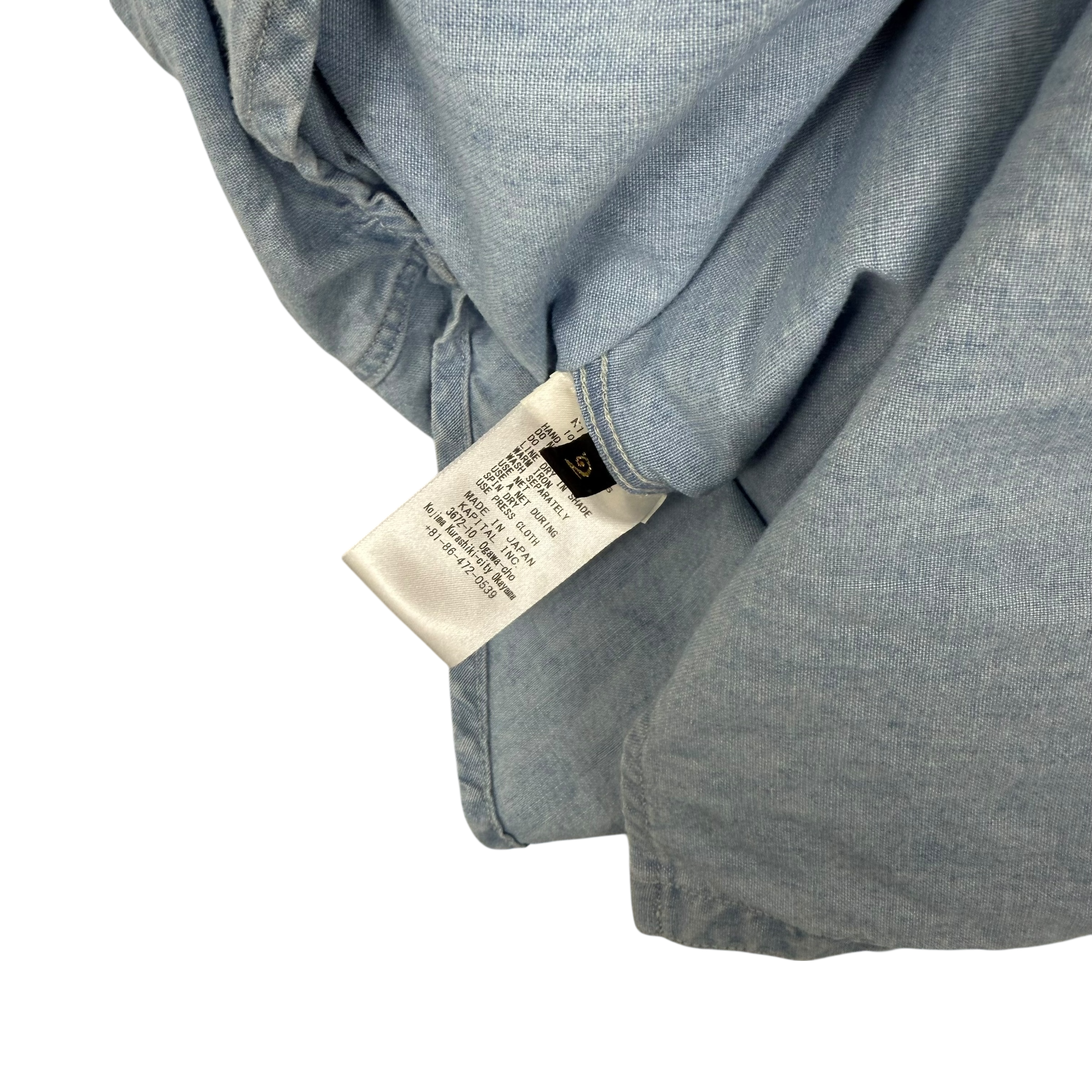 Kapital SS19 Cat Embroidered Cotton-Chambray Shirt Blue (Fits S-M) thumbnail 5