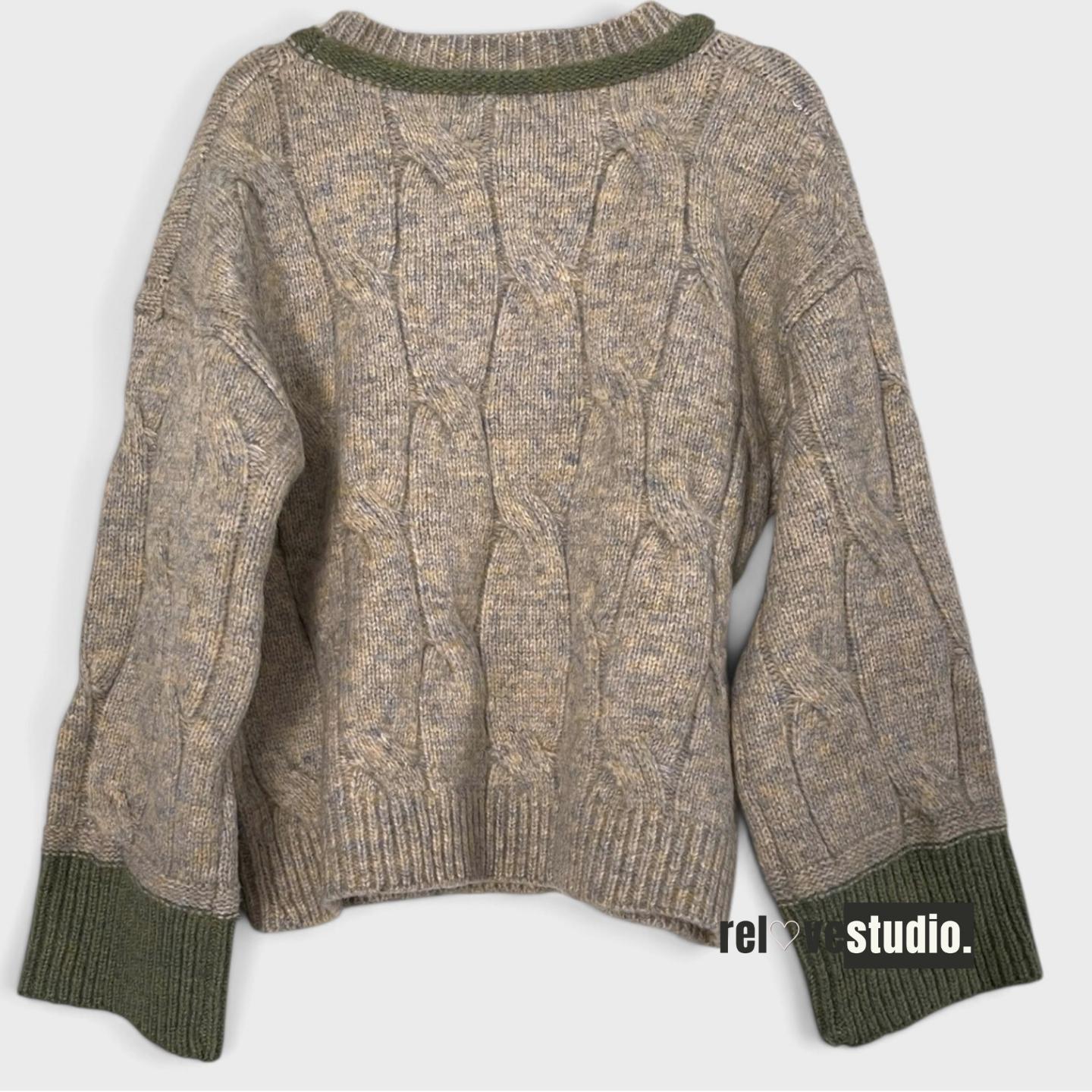 EBBY AND I SUMMIT CONTRAST KNIT SWEATER IN SAGE thumbnail 2