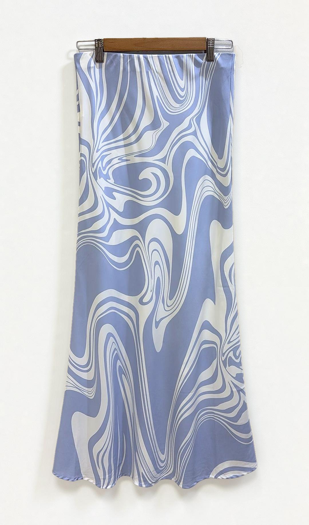 Intwo Light Blue White Maxi Skirt 8