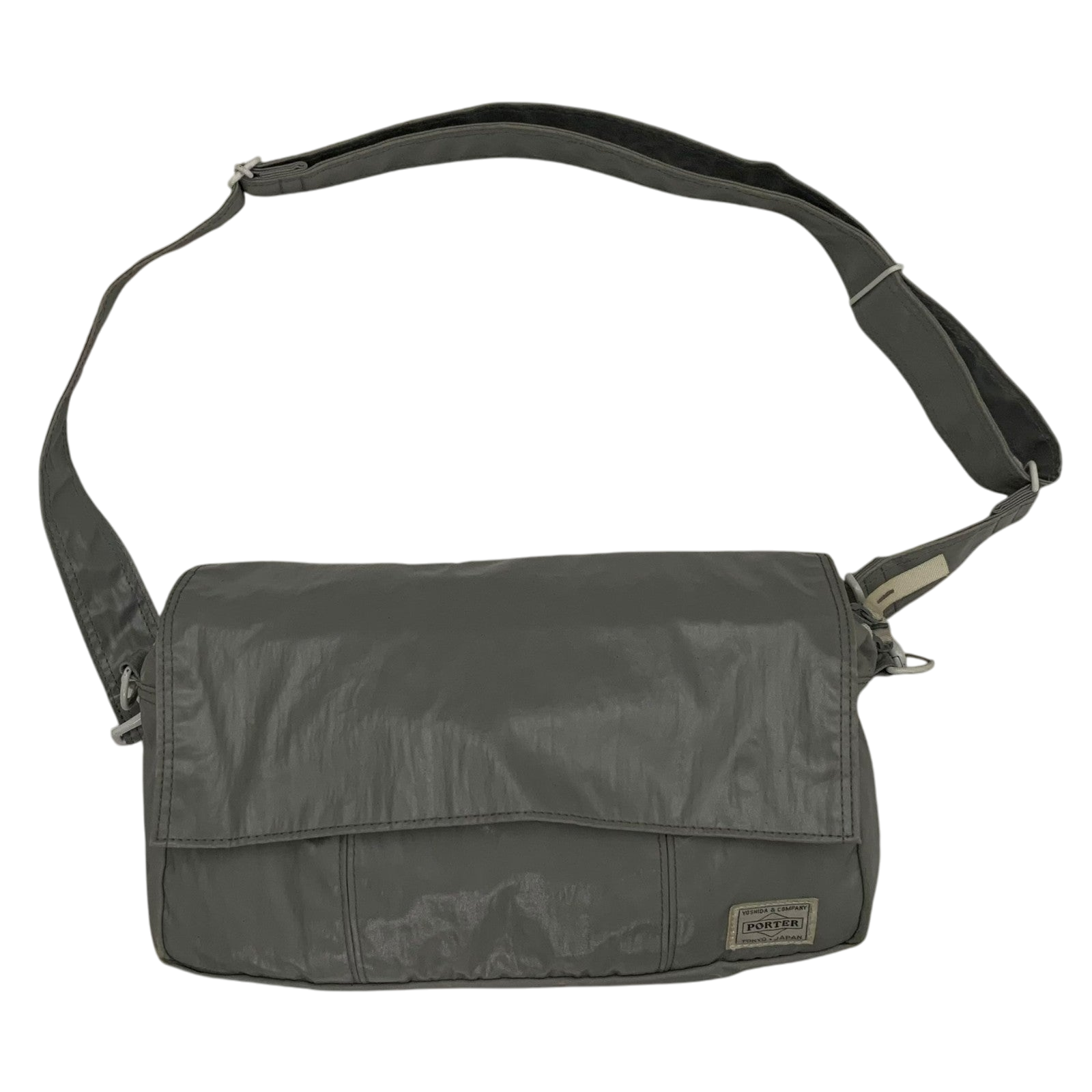 Porter Vintage Nylon Messenger Bag Metallic Silver