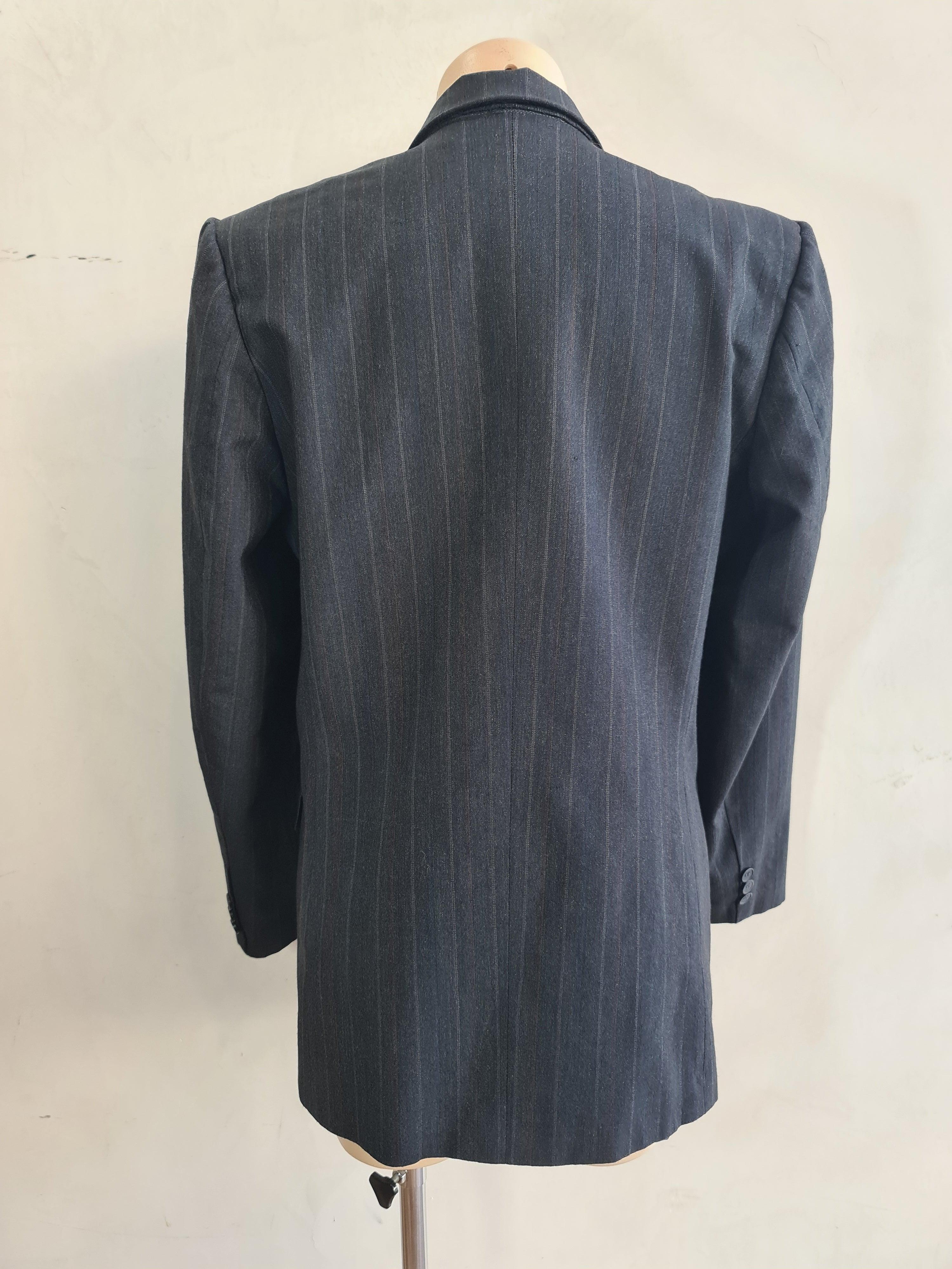 Vintage Caesar Dark Grey pinstripe Blazer - size L thumbnail 4