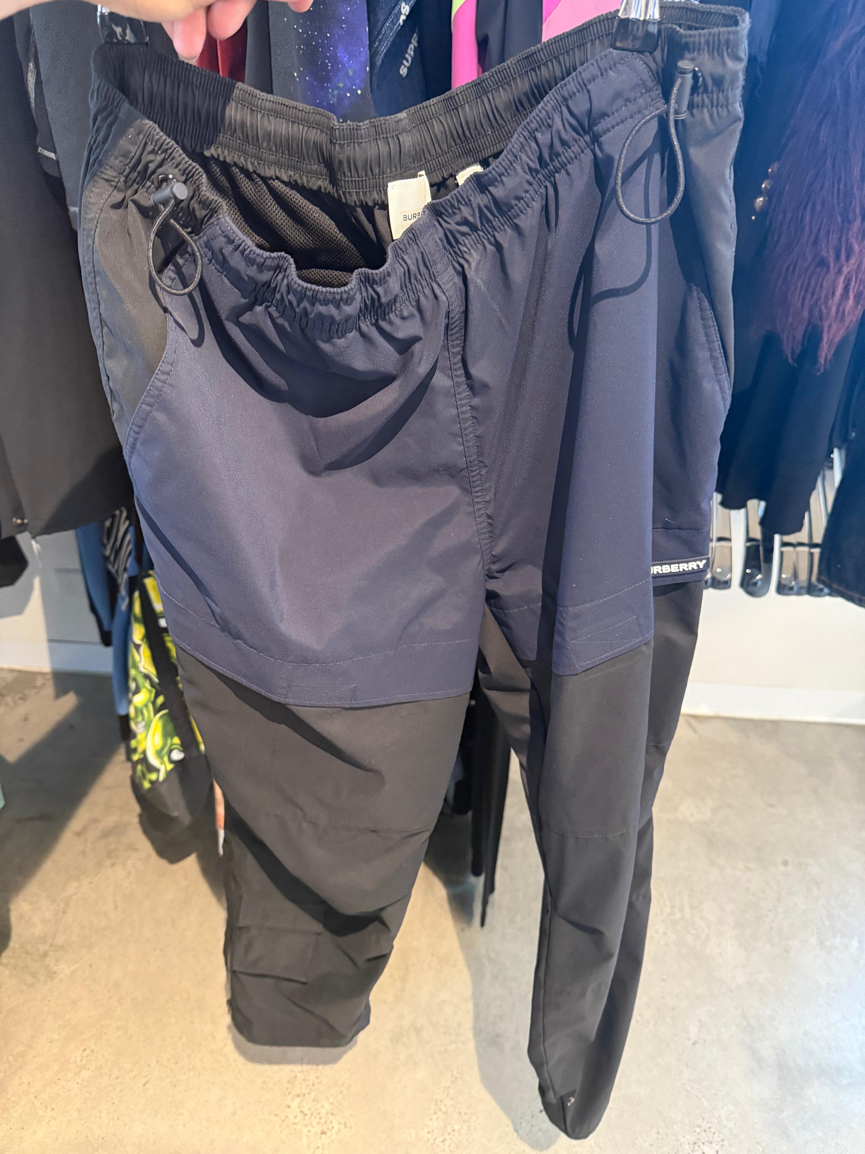 Burberry Logo-Appliqué Wide-Leg Nylon Track Pants Navy/Black (Fits M-L)