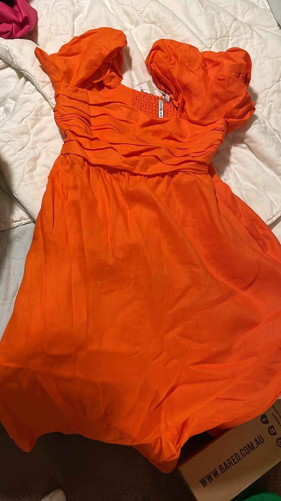 Forever New Orange Long Linen Dress 14