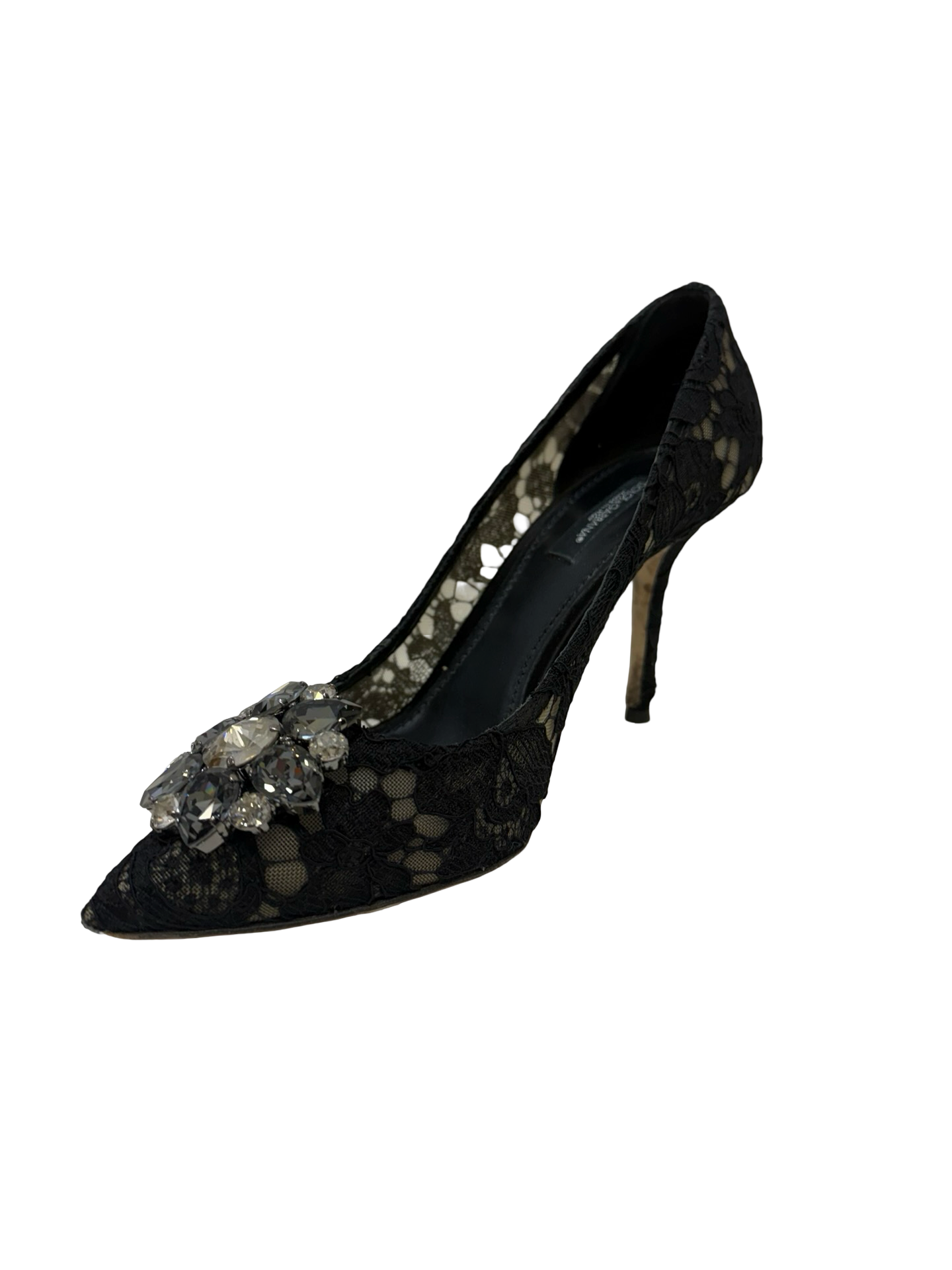 Dolce & Gabbana Black Lace Embellished Heels 38 thumbnail 2
