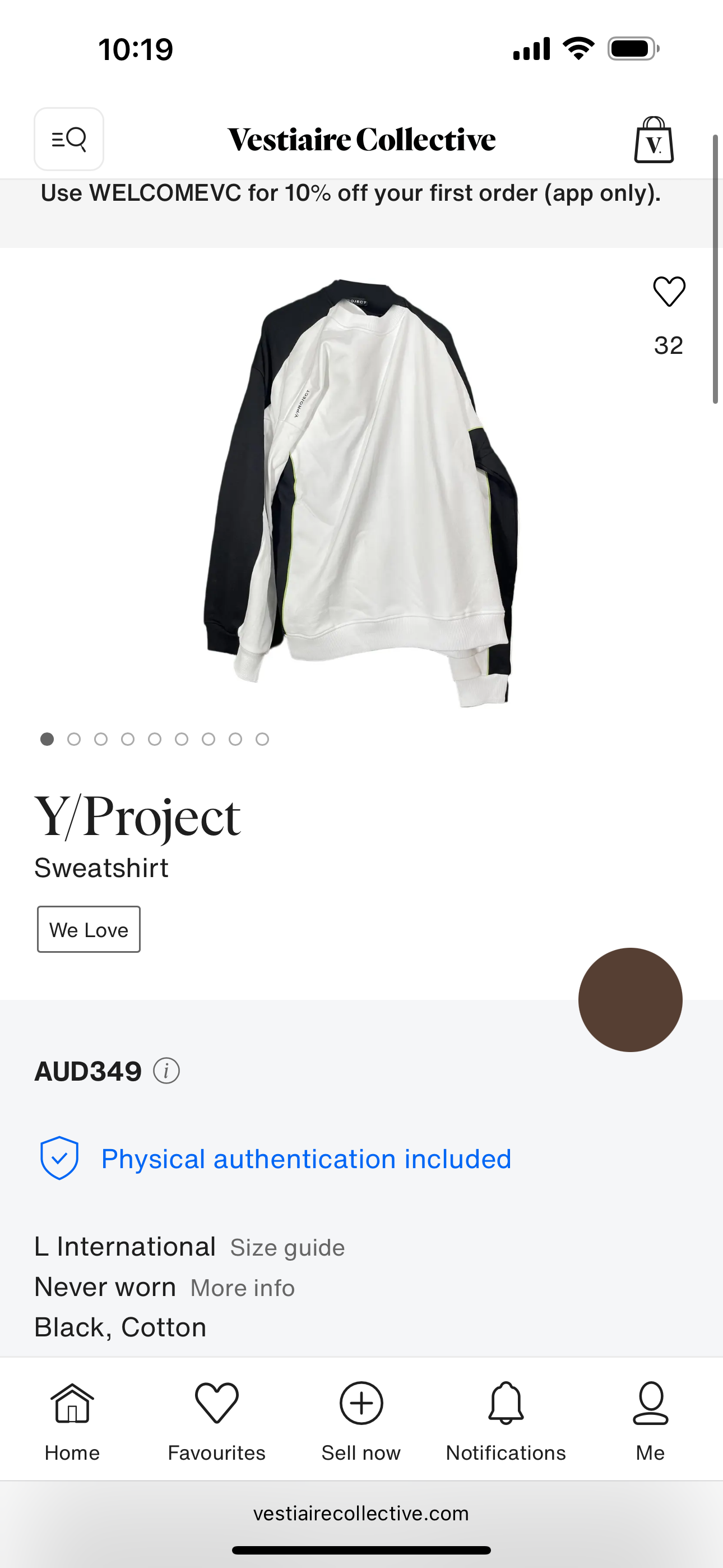Y/Project SS18 Double Sweatshirt White/Black (Fits L-XL) thumbnail 3