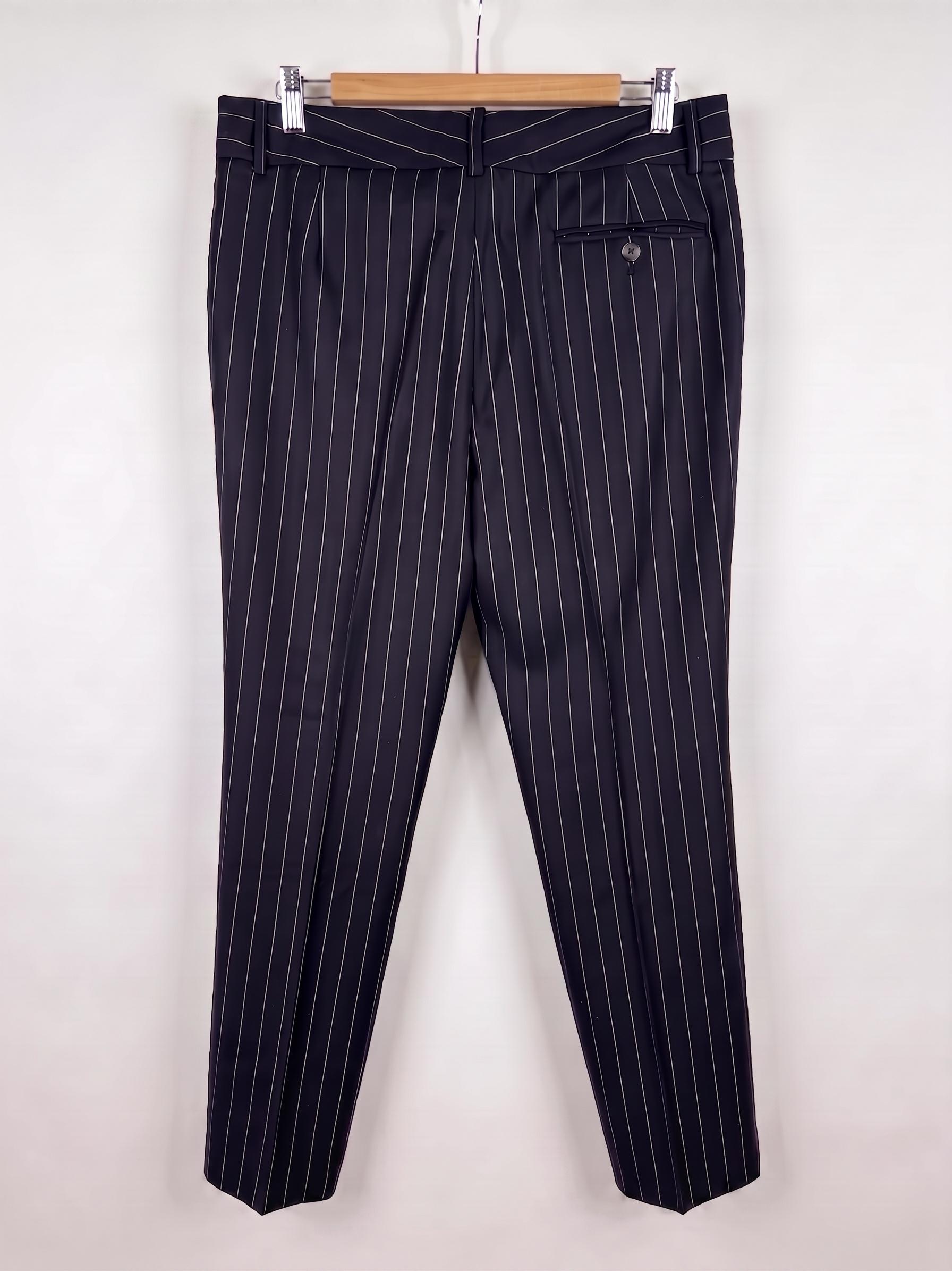 Dolce & Gabbana Black Pinstripe Pants 46 thumbnail 2