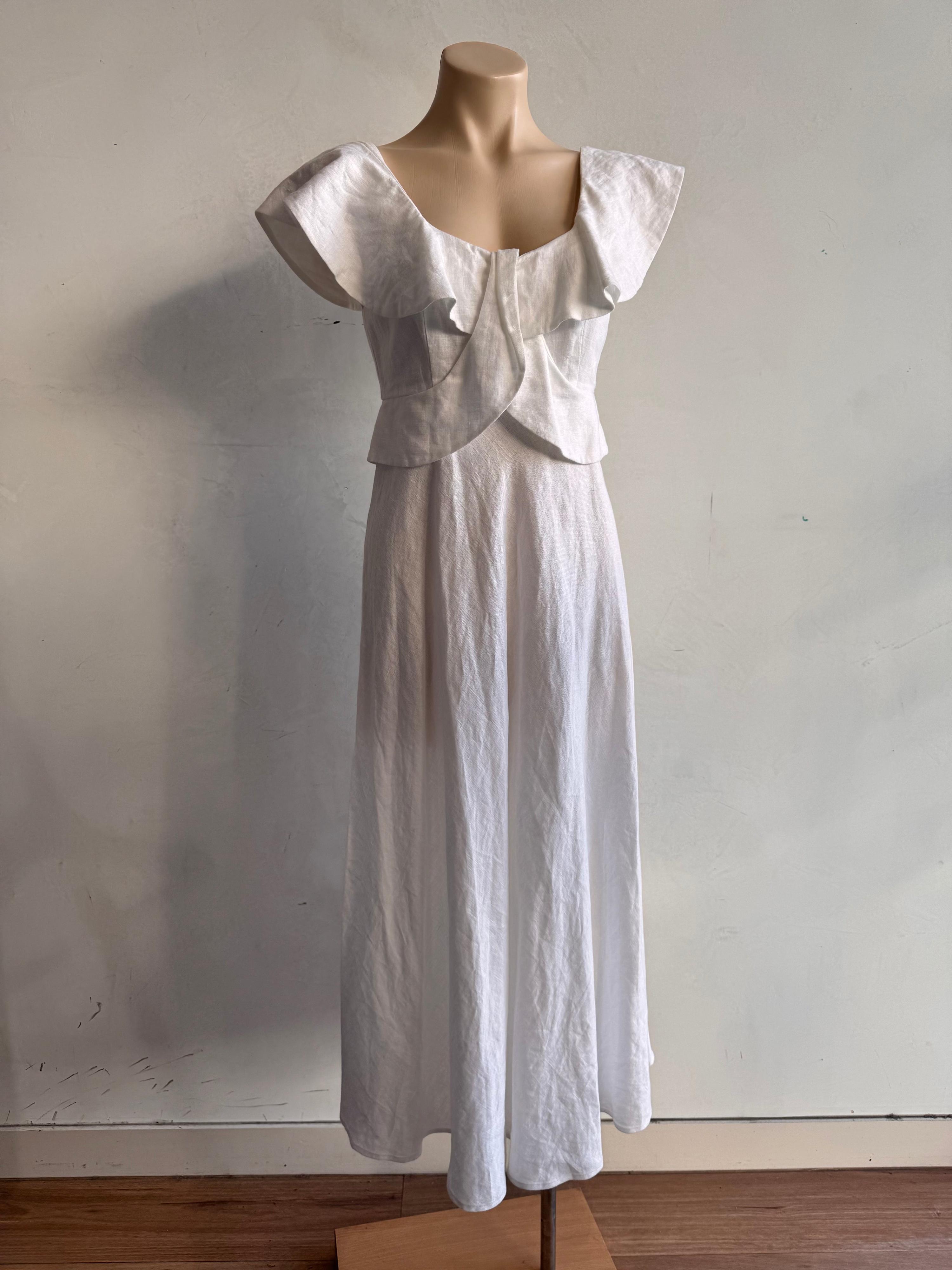 Seed Whisper White Linen dress NWT - size 8 thumbnail 3