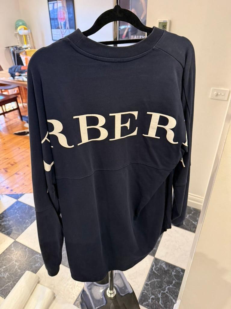 Burberry Rear Script Logo Sweatshirt Navy (Size M)