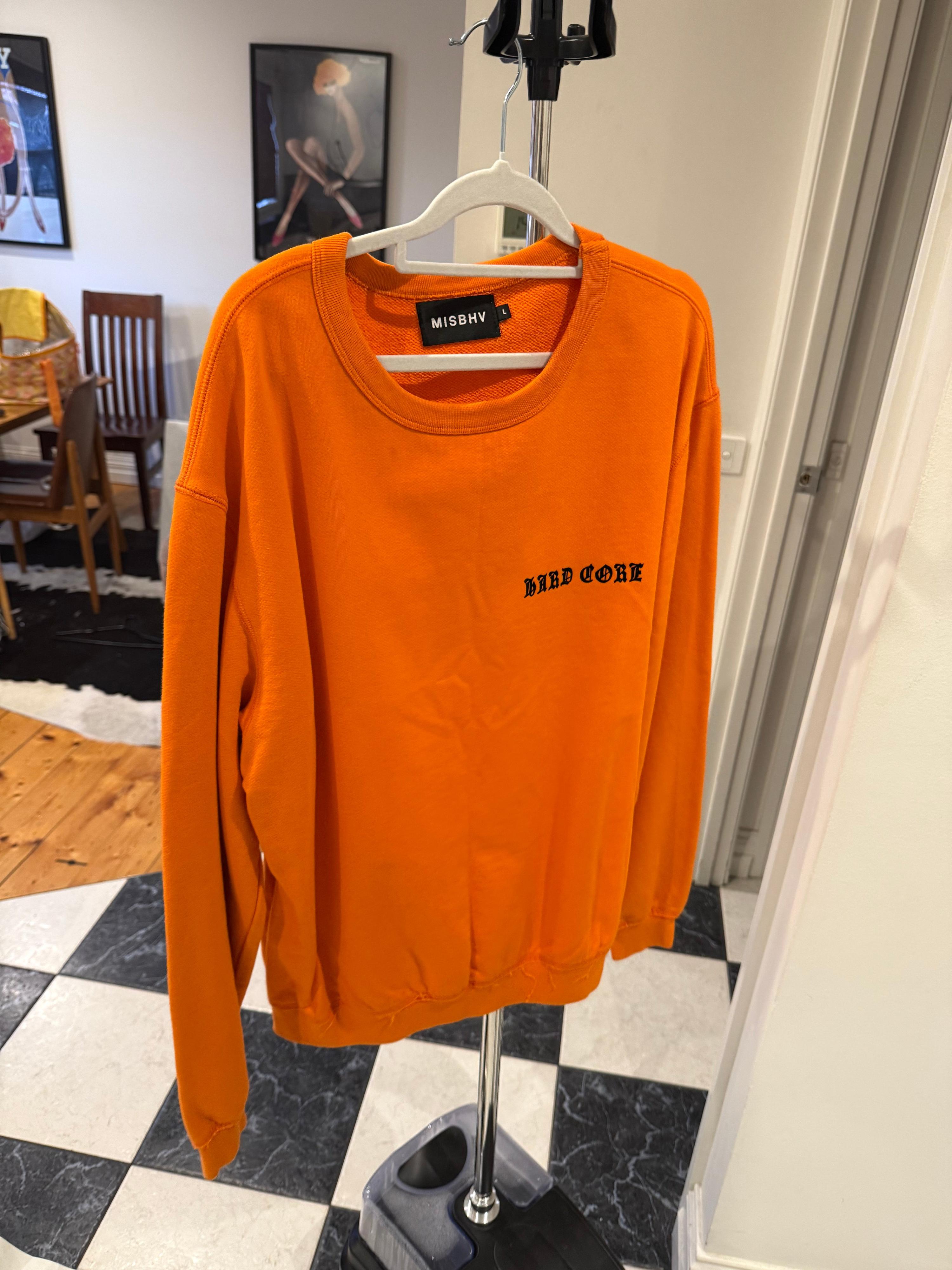MISBHV Harcore Pleasure Crewneck Sweatshirt Orange (Size L)