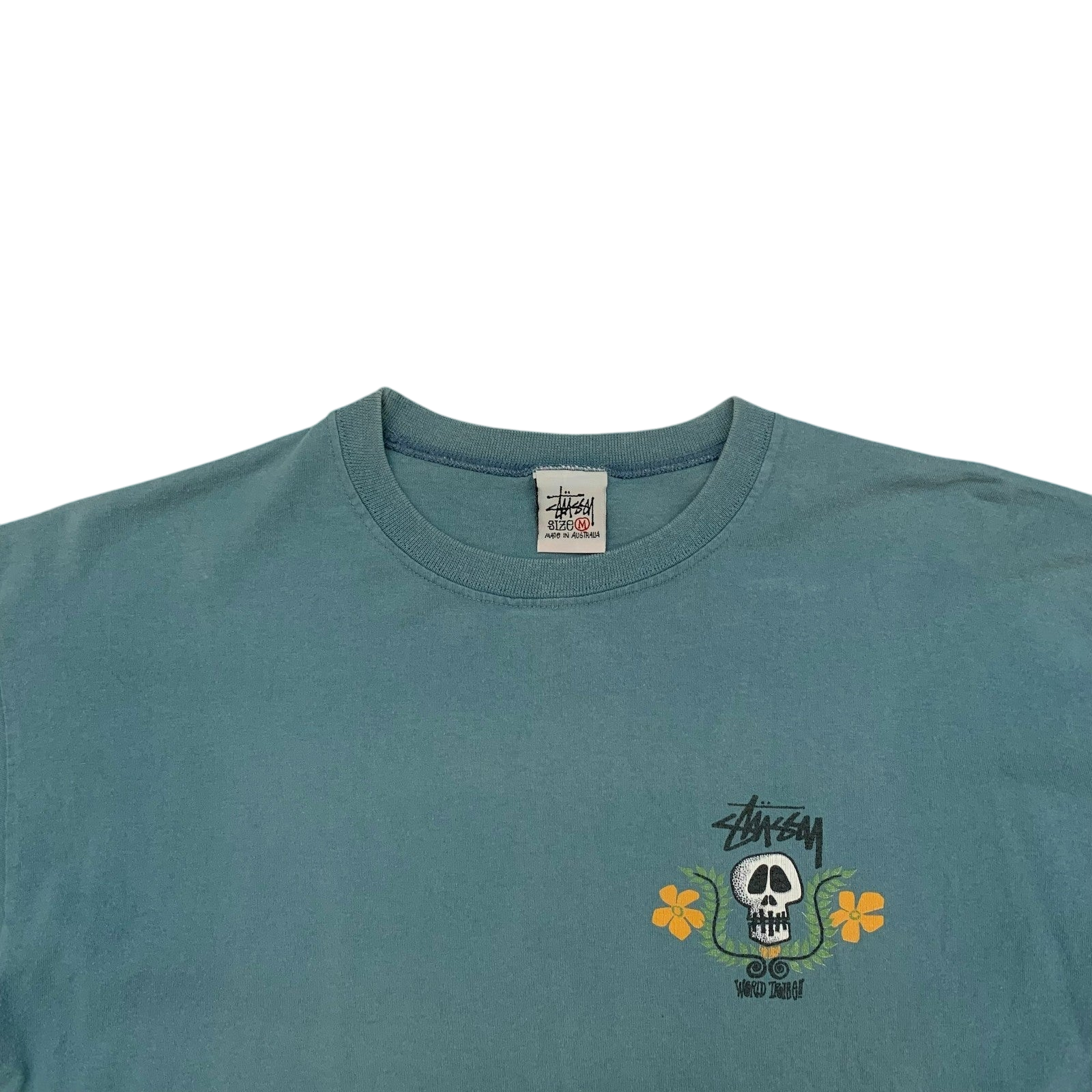 Stussy Vintage 00s Skull Crest T-Shirt Blue (Made in Aus) (Size M) thumbnail 3