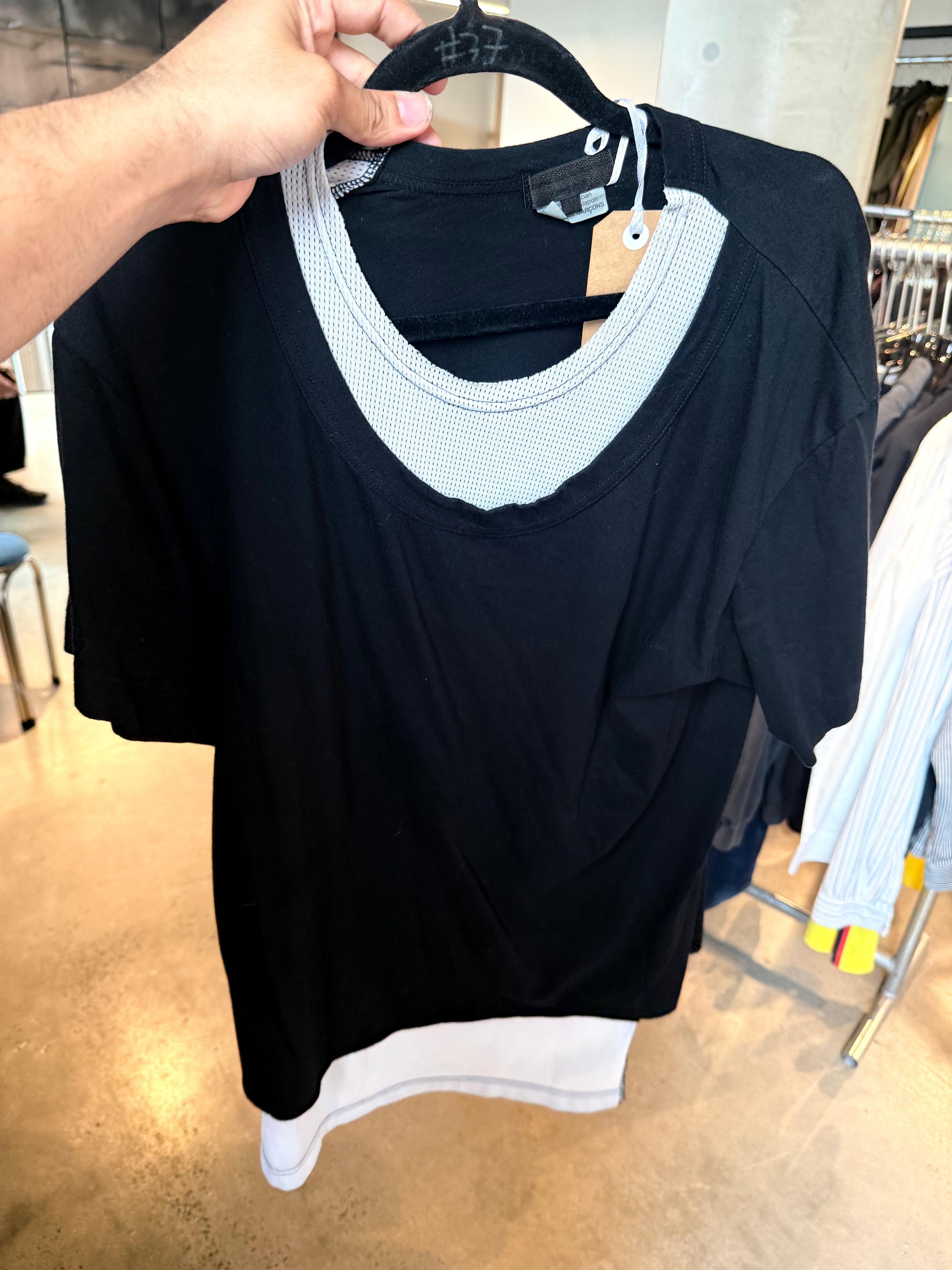 Comme Des Garçons Homme AD2013 Mesh Lined Black T-Shirt Black (Size M)