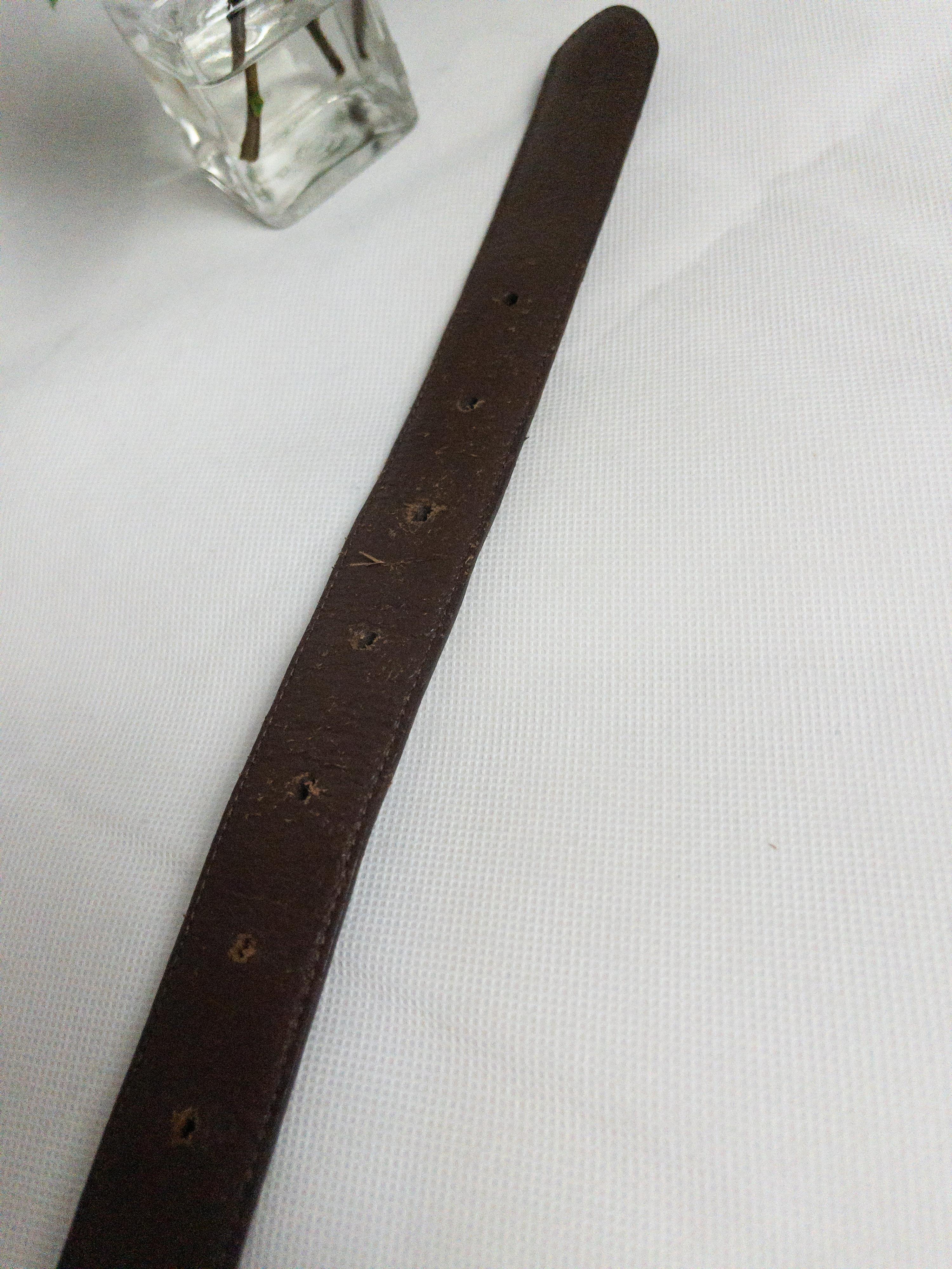 Vintage Brown Leather Belt Silver Hardware M/L thumbnail 5