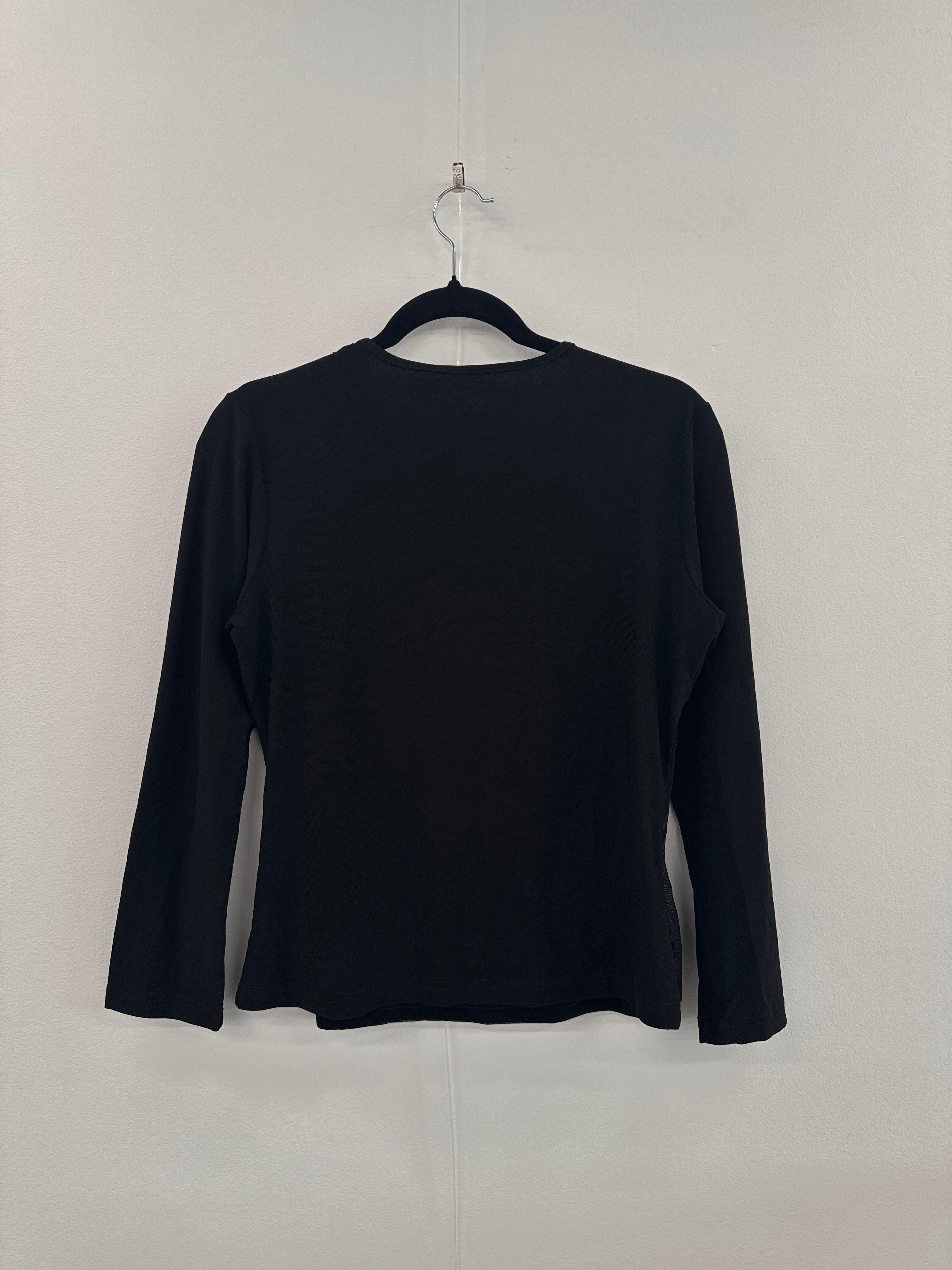 Black Mesh Wrap Top with Bling Buckle - Size S thumbnail 2