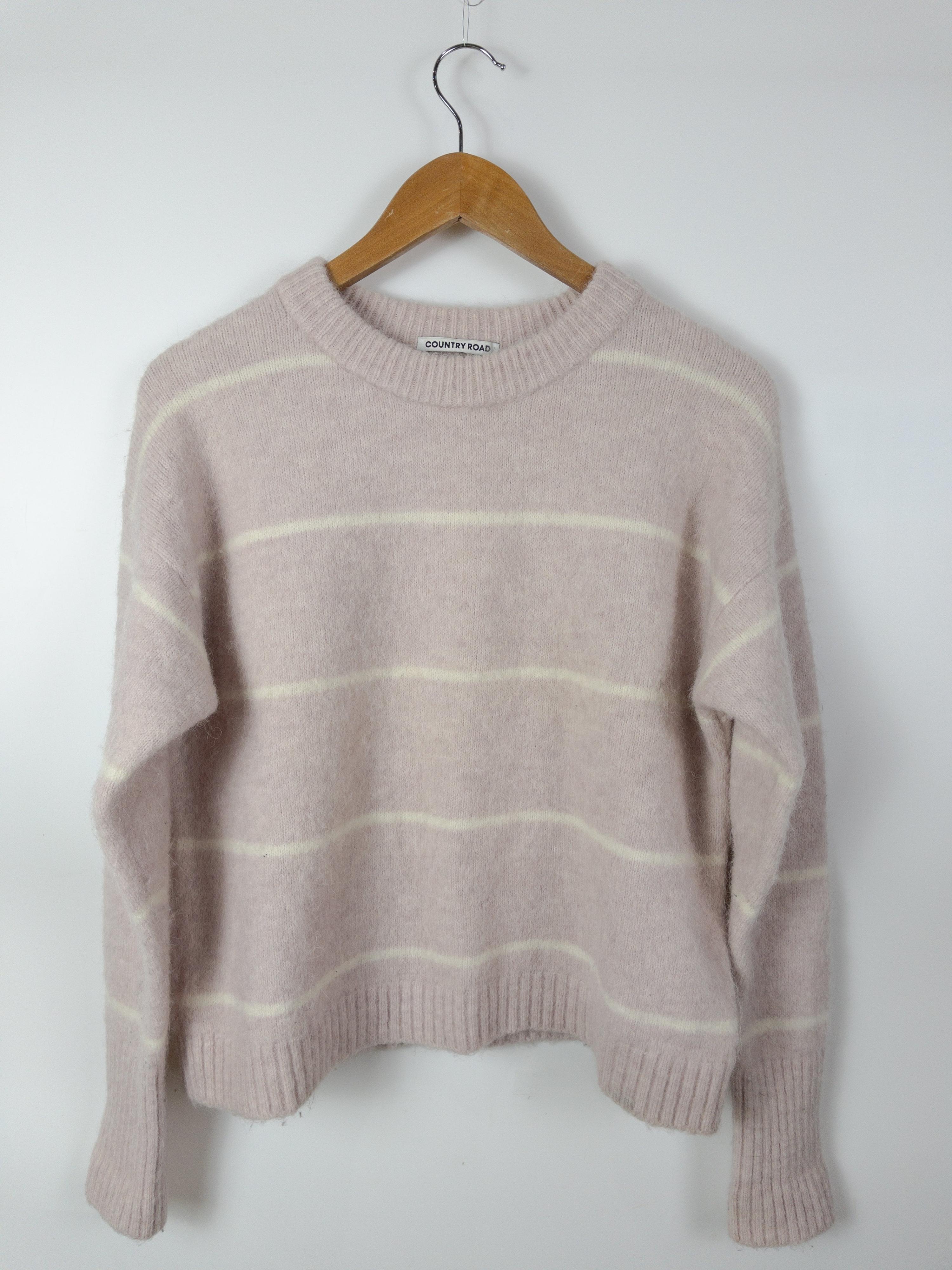 COUNTRY ROAD Pink Striped Wool Blend Jumper Size XS