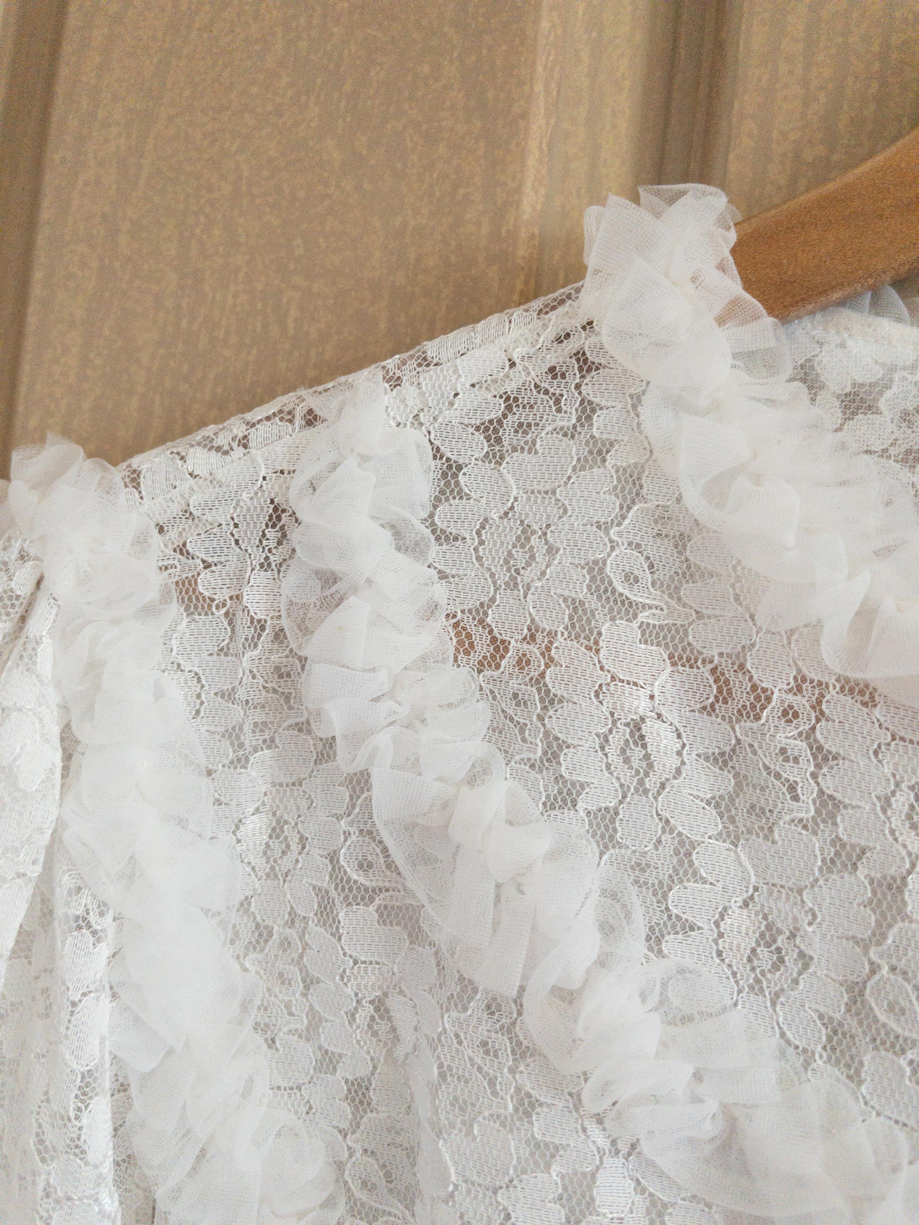 Vintage Crop White Lace Night Top Size S thumbnail 8