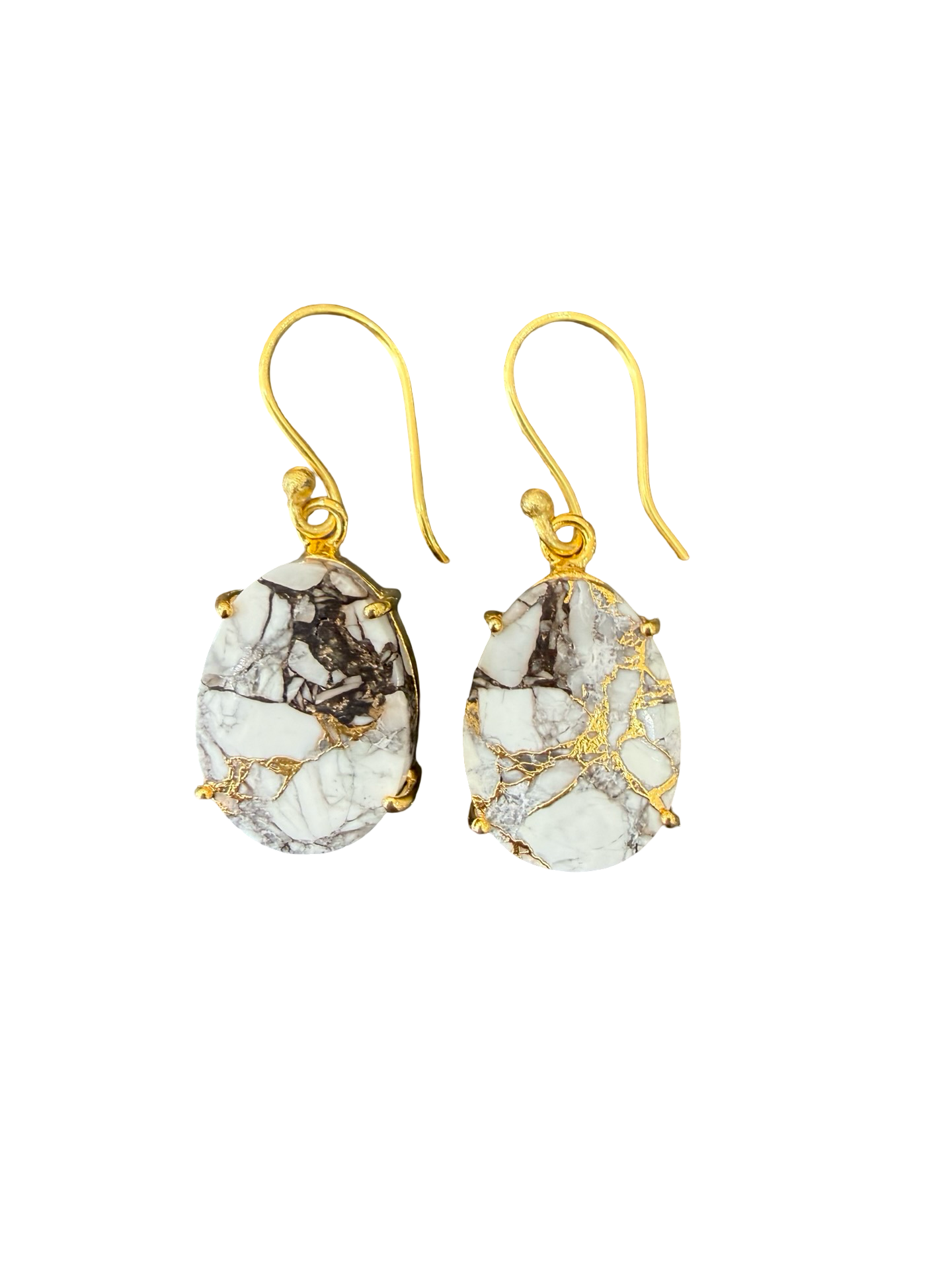 Gemajesty White/Grey Hoop Earrings