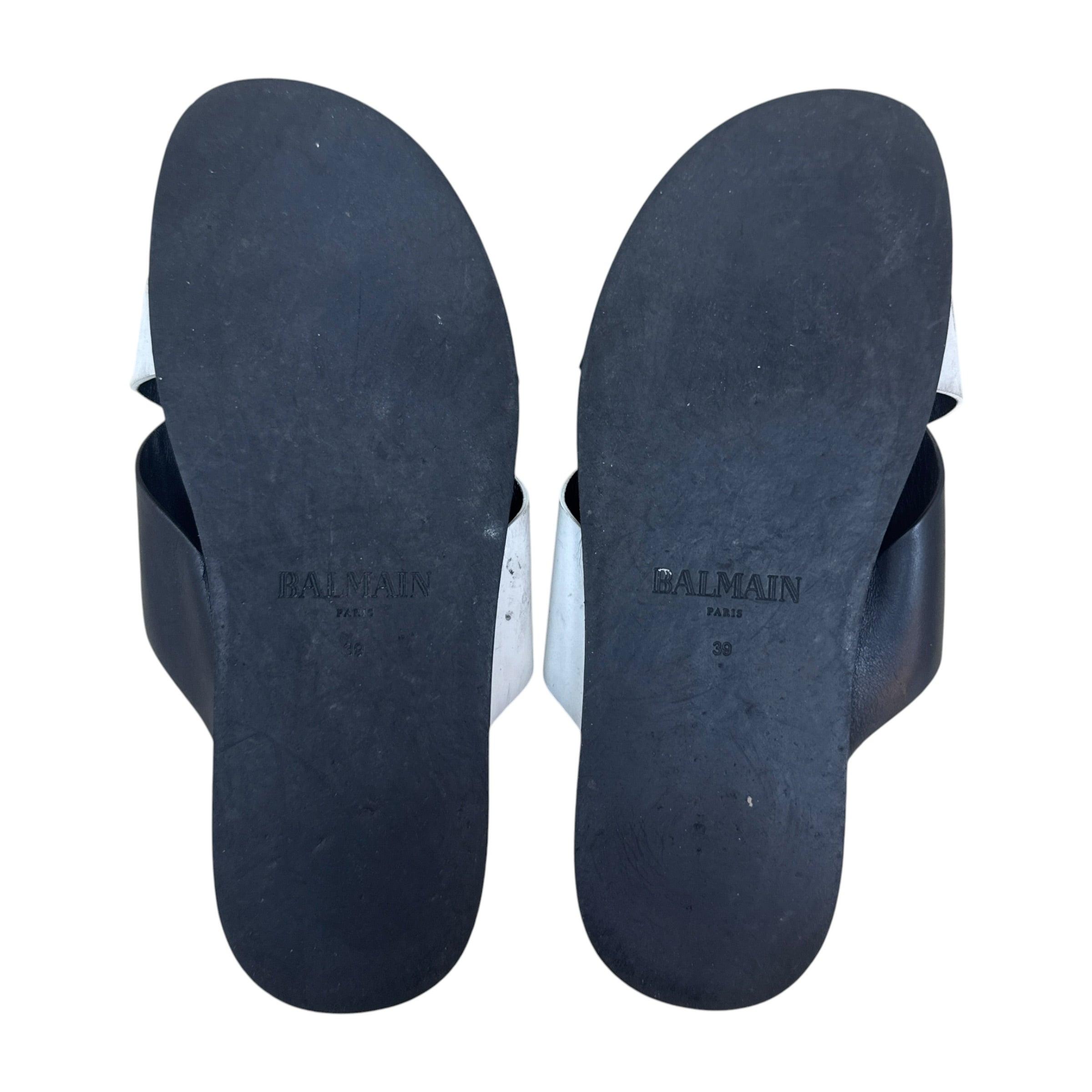 Balmain Leather Embossed Sandals Black (Size EU39) thumbnail 3
