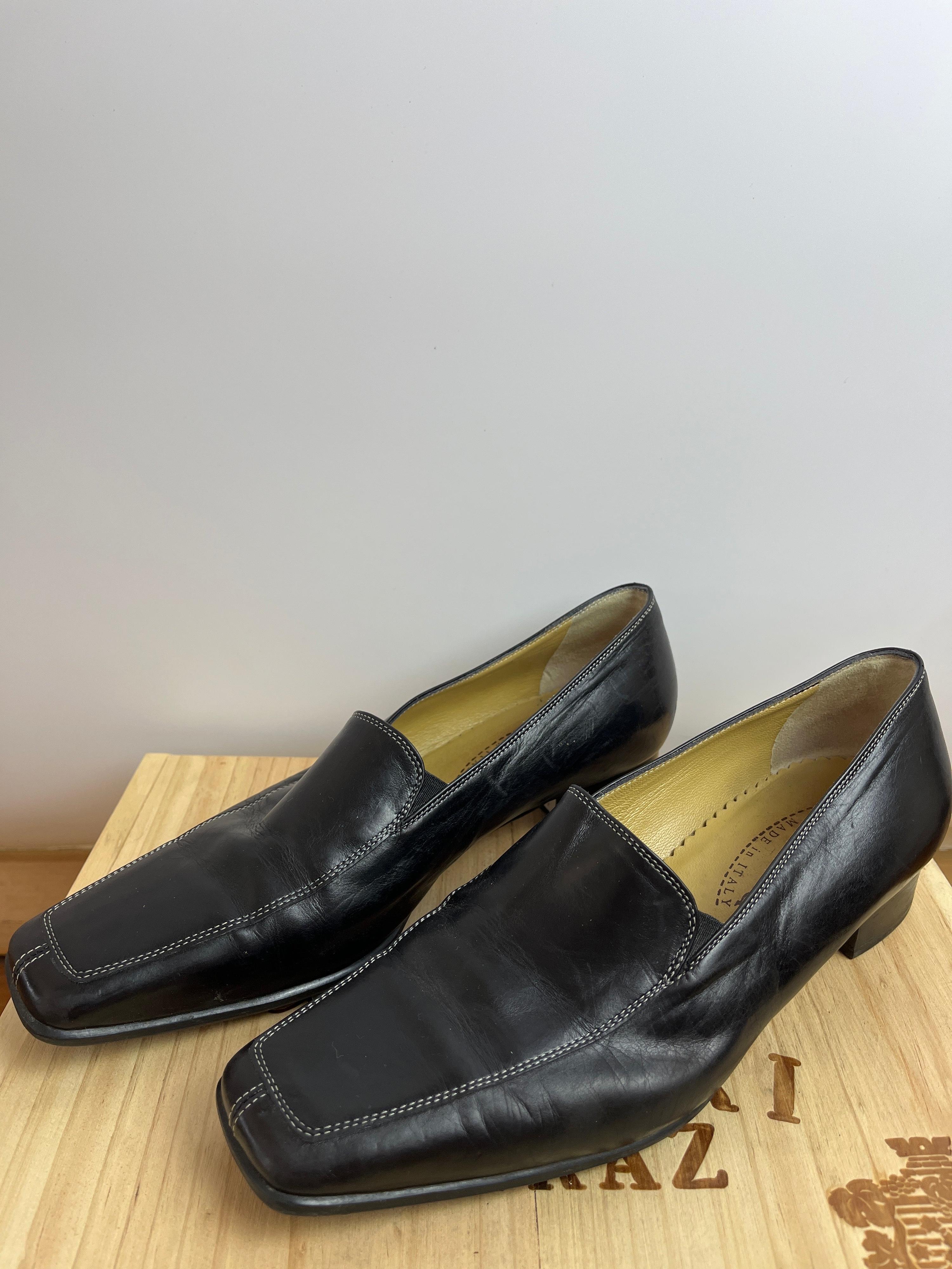 Vintage SACCHETTO TRIMOND Black Leather Mules Size 39.5 thumbnail 3